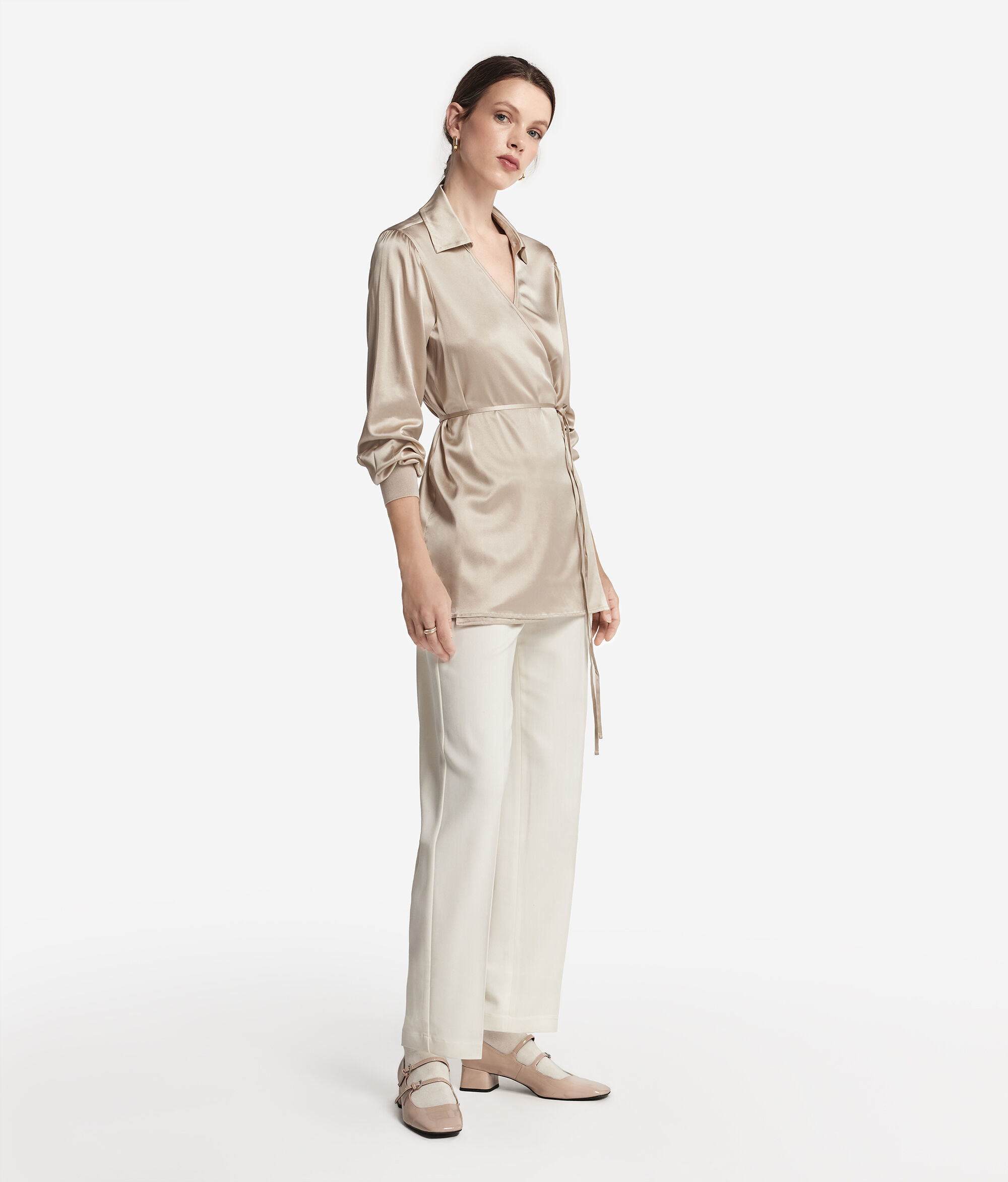 Camicia in Raso Seta con Polsi in Maglia