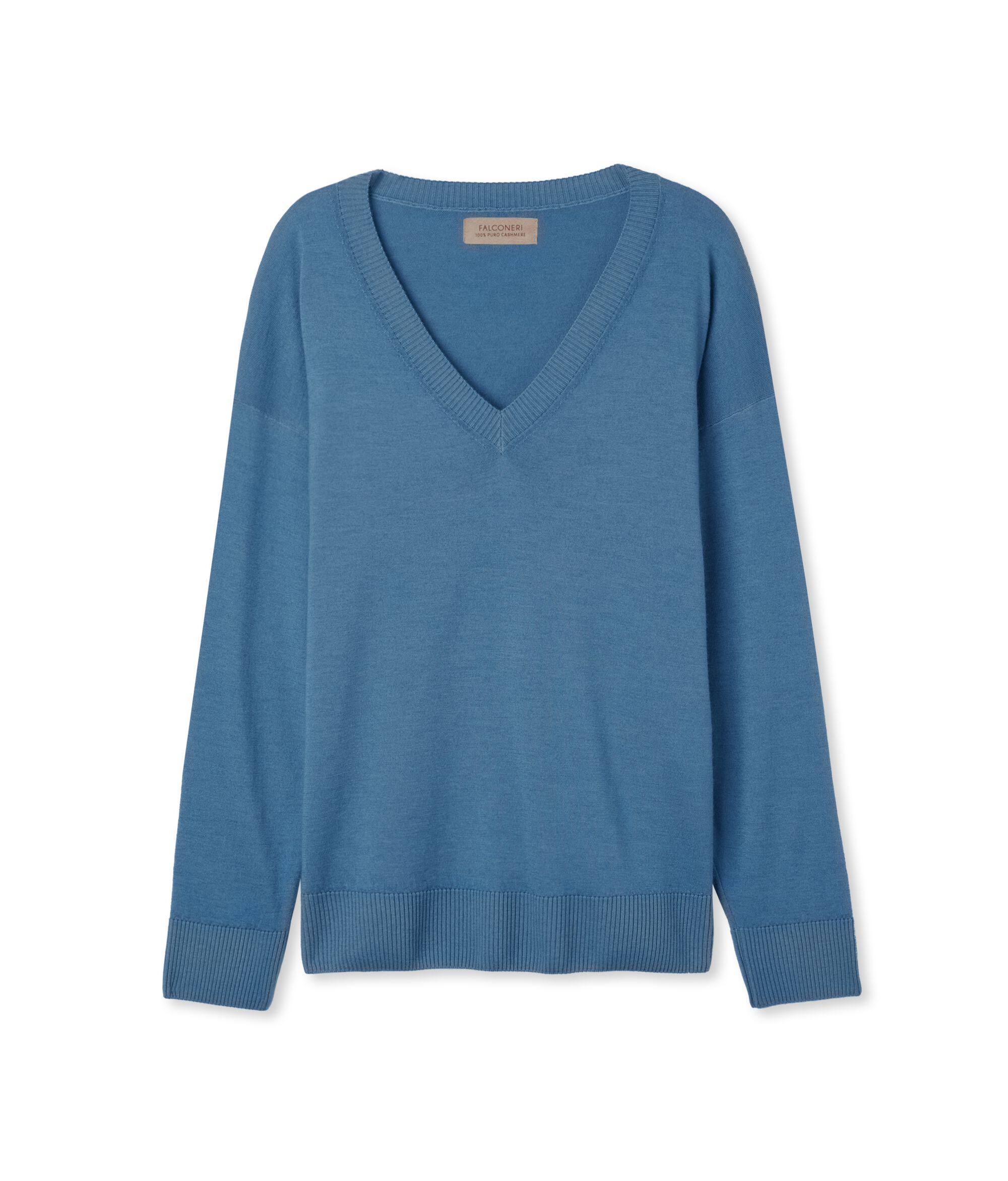 Maglia a scollo a V in Cashmere con spacchi