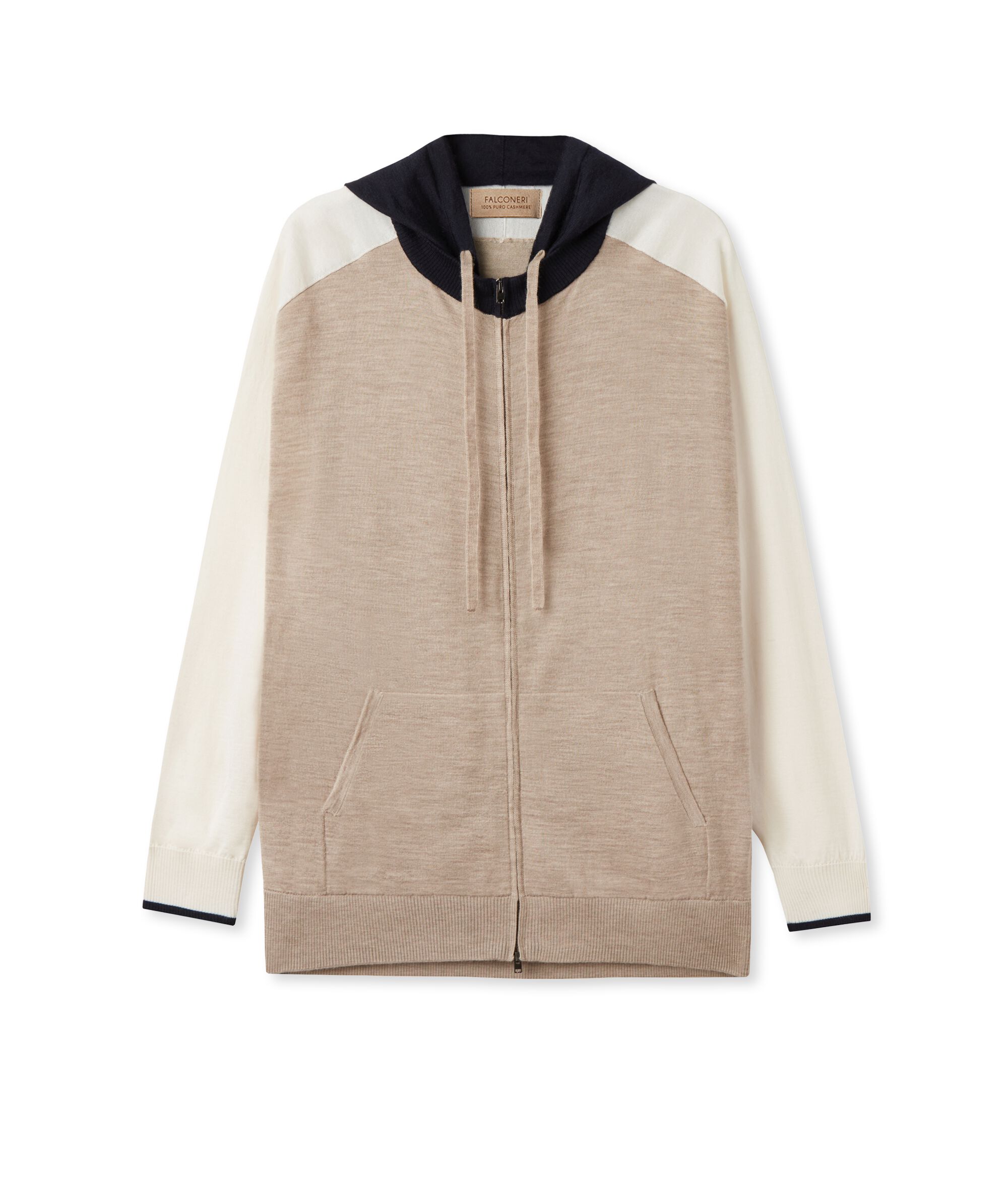 Colour Block Cashmere Zip-Up Sweatshirt