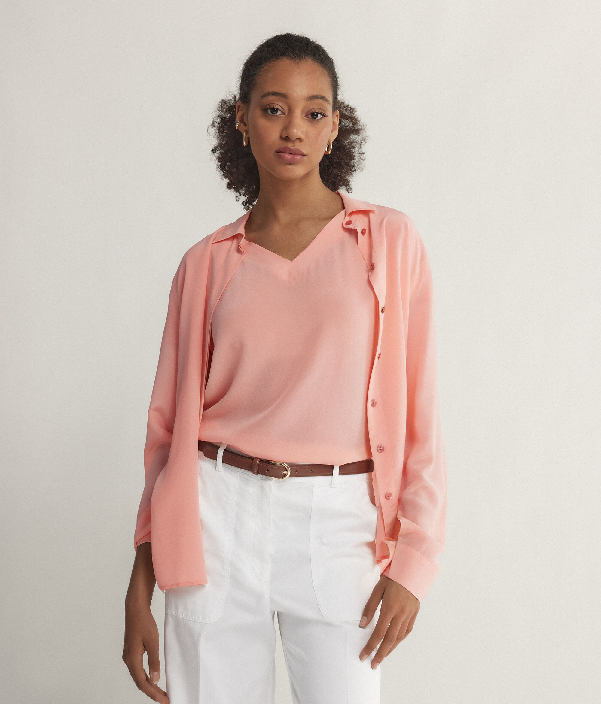 T-Shirt Seta Scollo V Kimono
