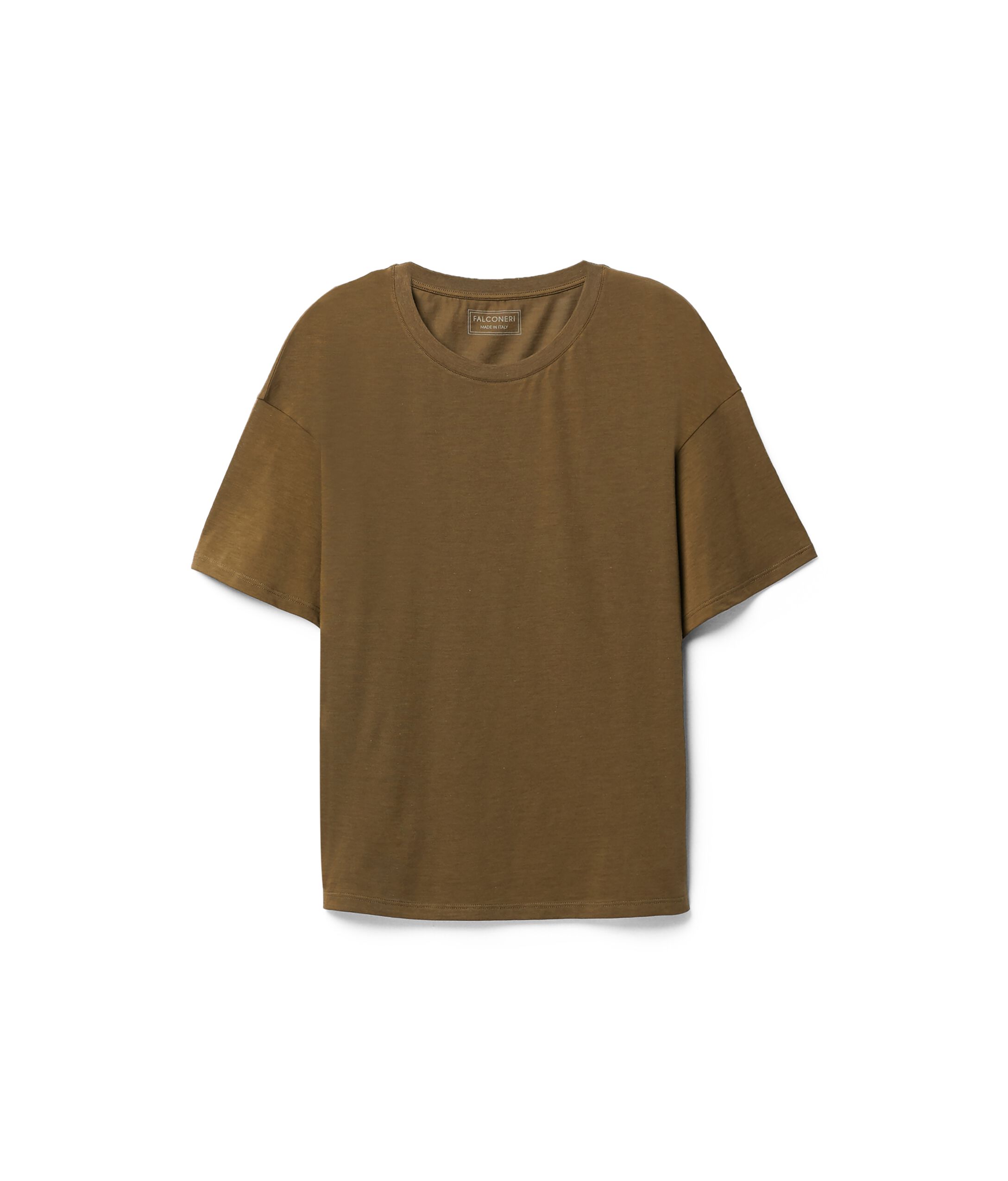 T-shirt Girocollo in Cotone e Seta