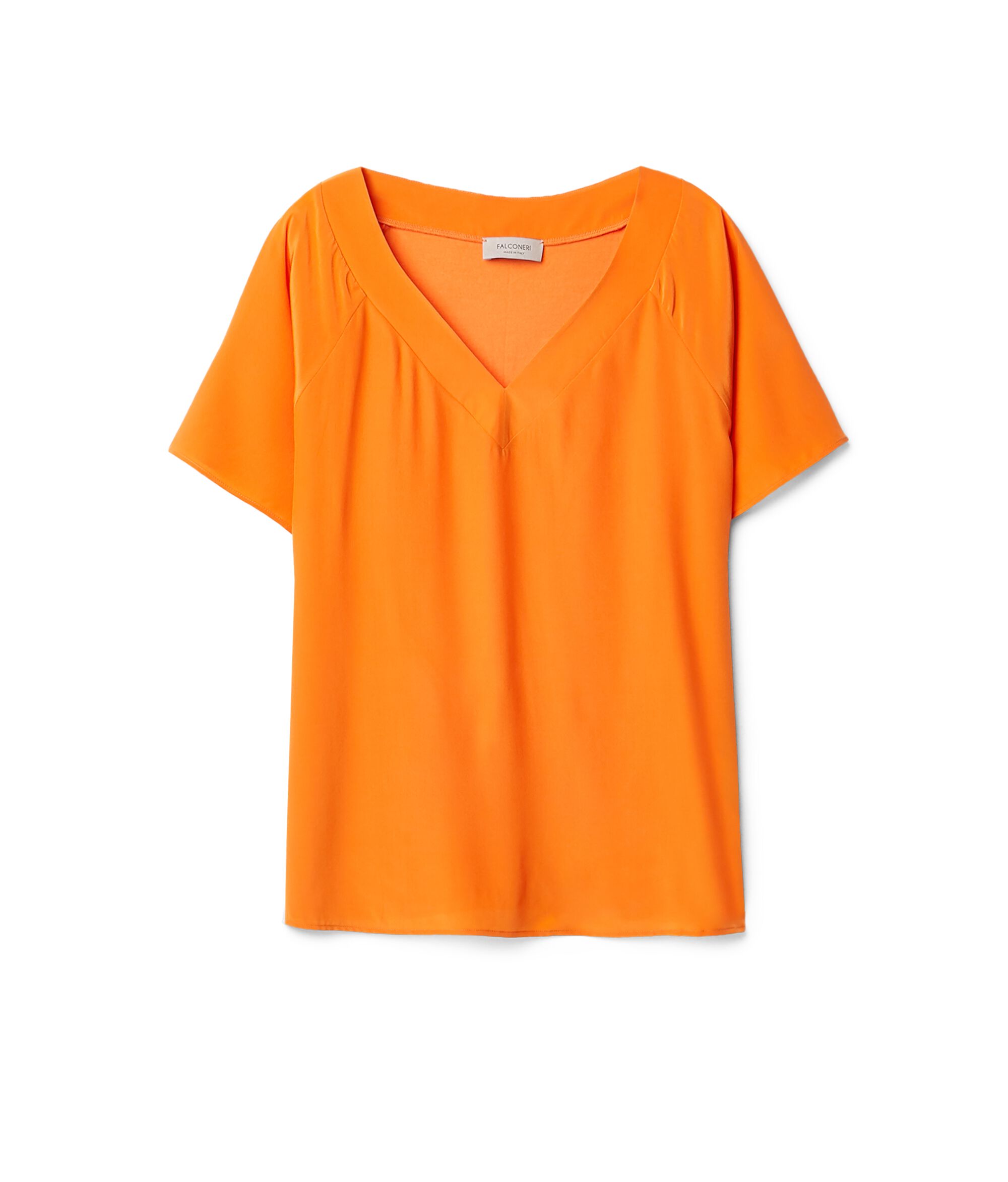 T-shirt Scollo V in Seta e Modal
