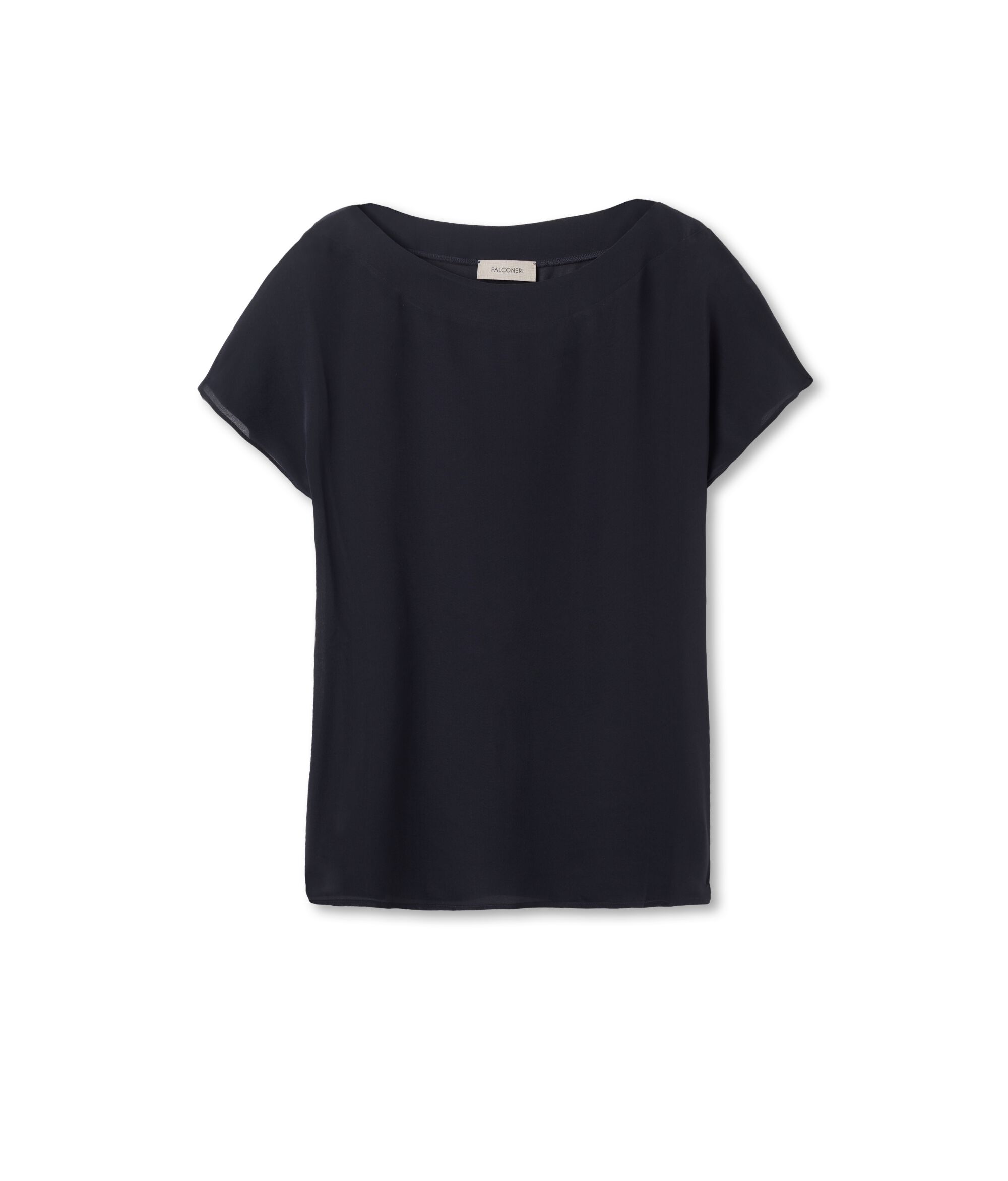 T-shirt à col bateau en soie et modal