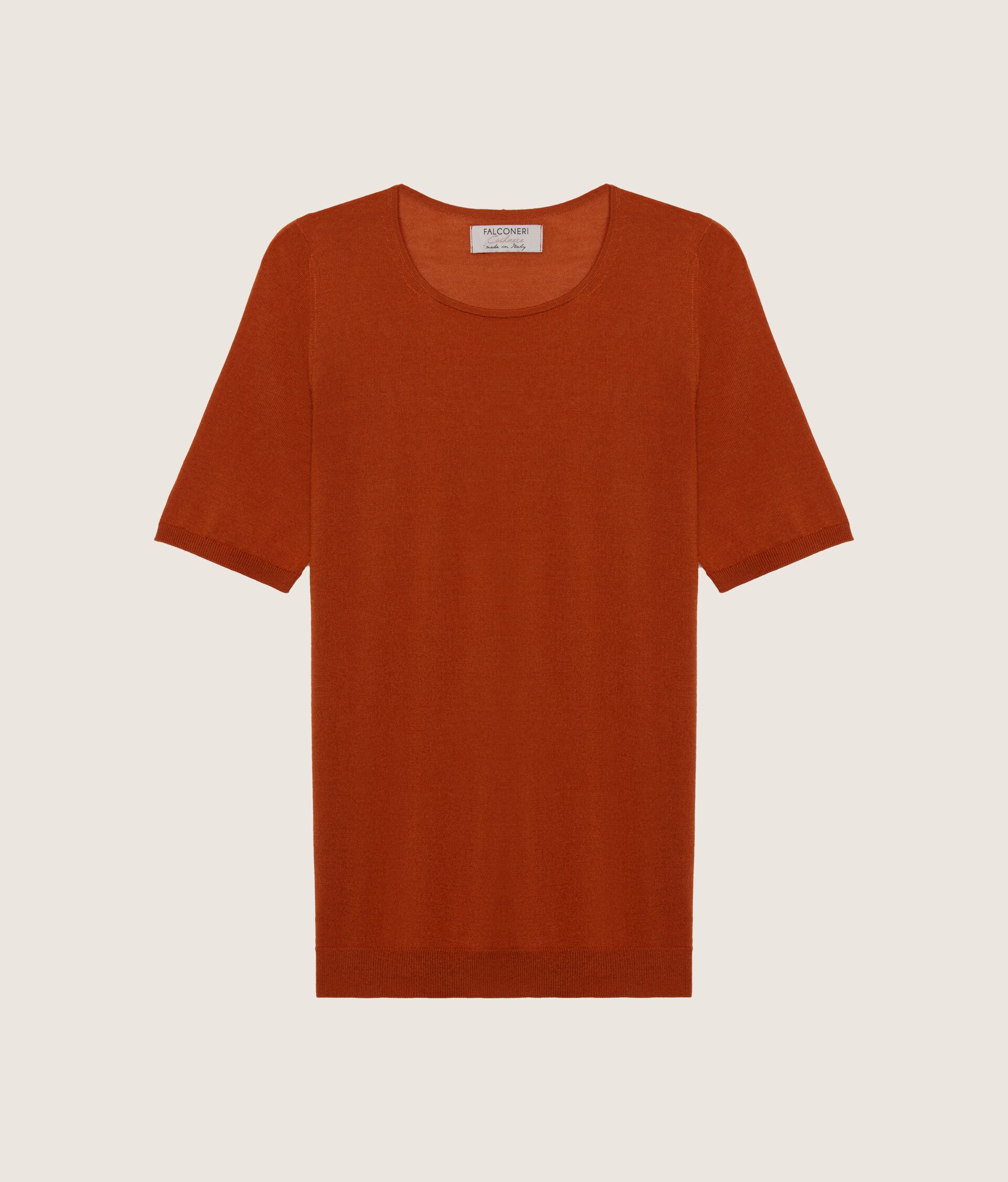 Round-Neck Short-Sleeve Ultrafine Cashmere Top