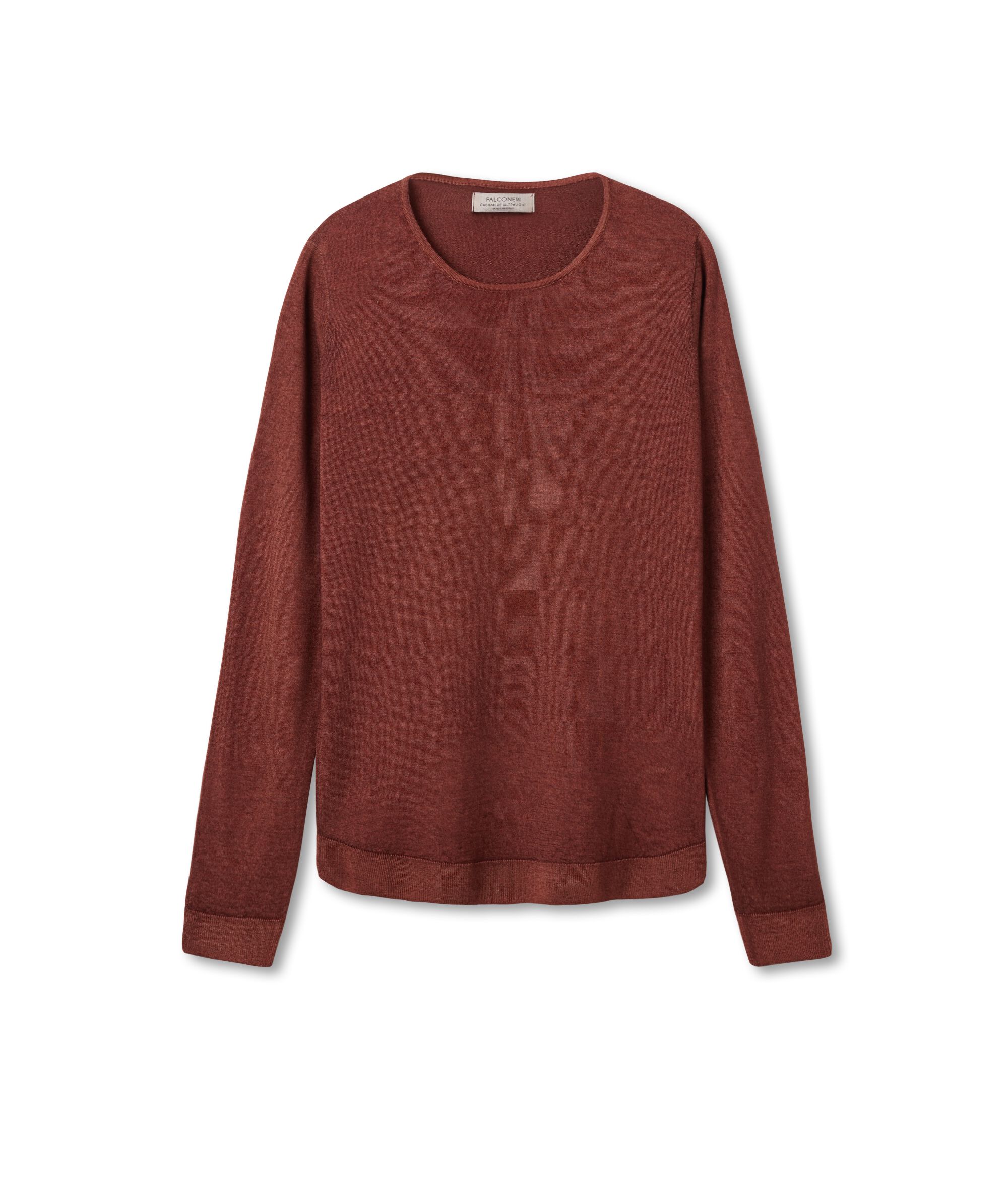 Ultrafine Crew Neck Cashmere Sweater Colore MAHOGANY PURPLE
