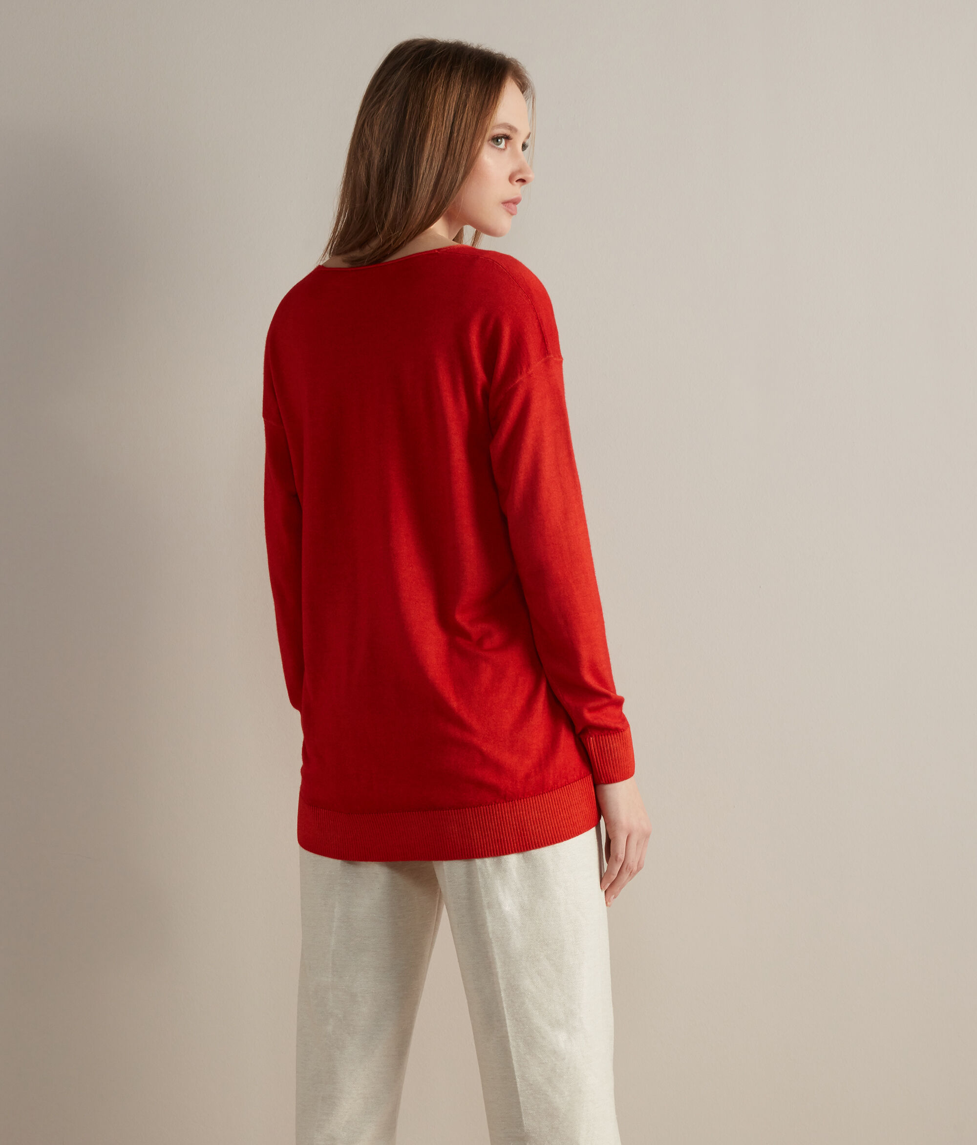 Pull large à col V en Cachemire ultra-fin