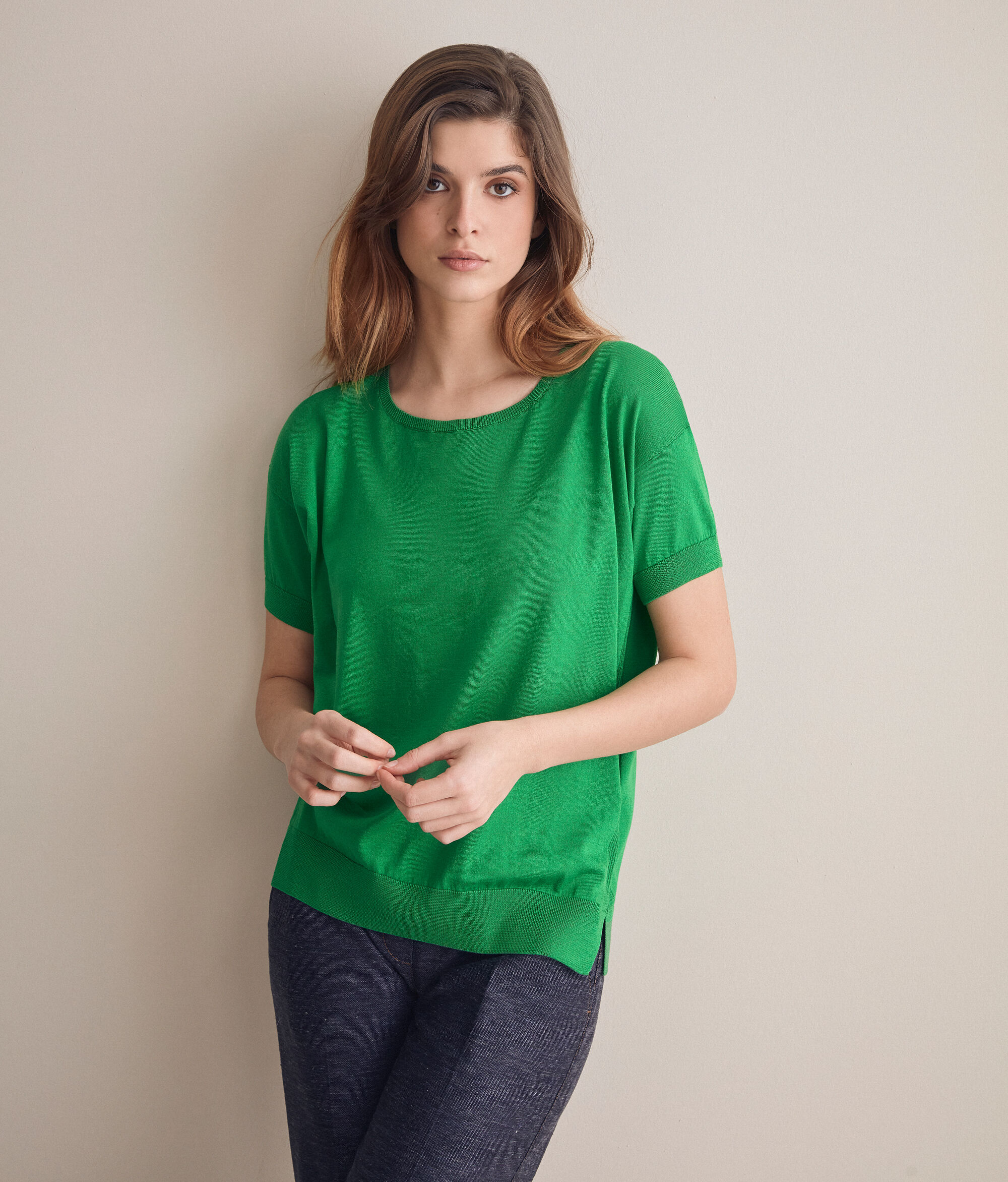 Maglia Girocollo in Seta e Cotone