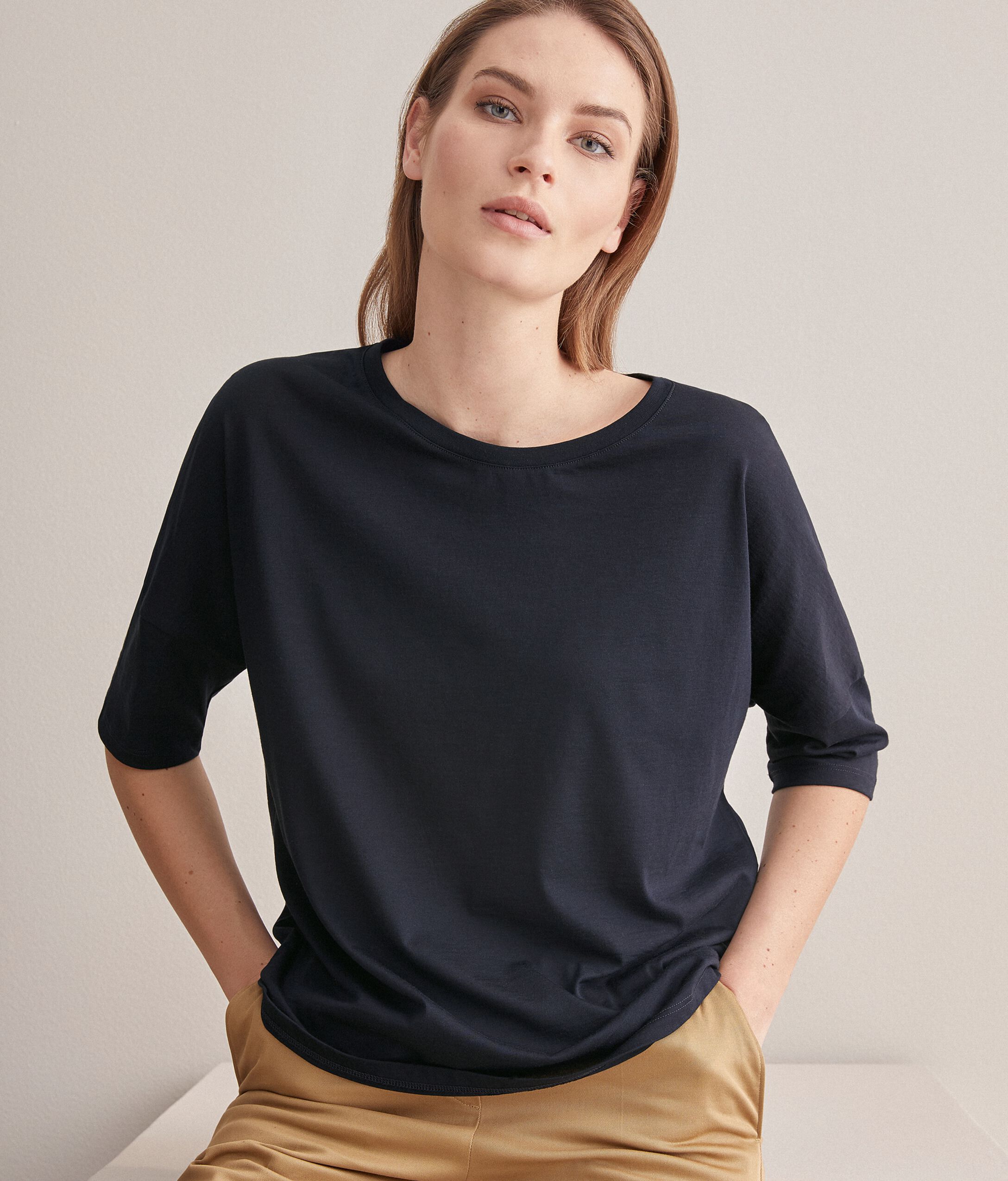 コットン＆シルク ワイドTシャツ