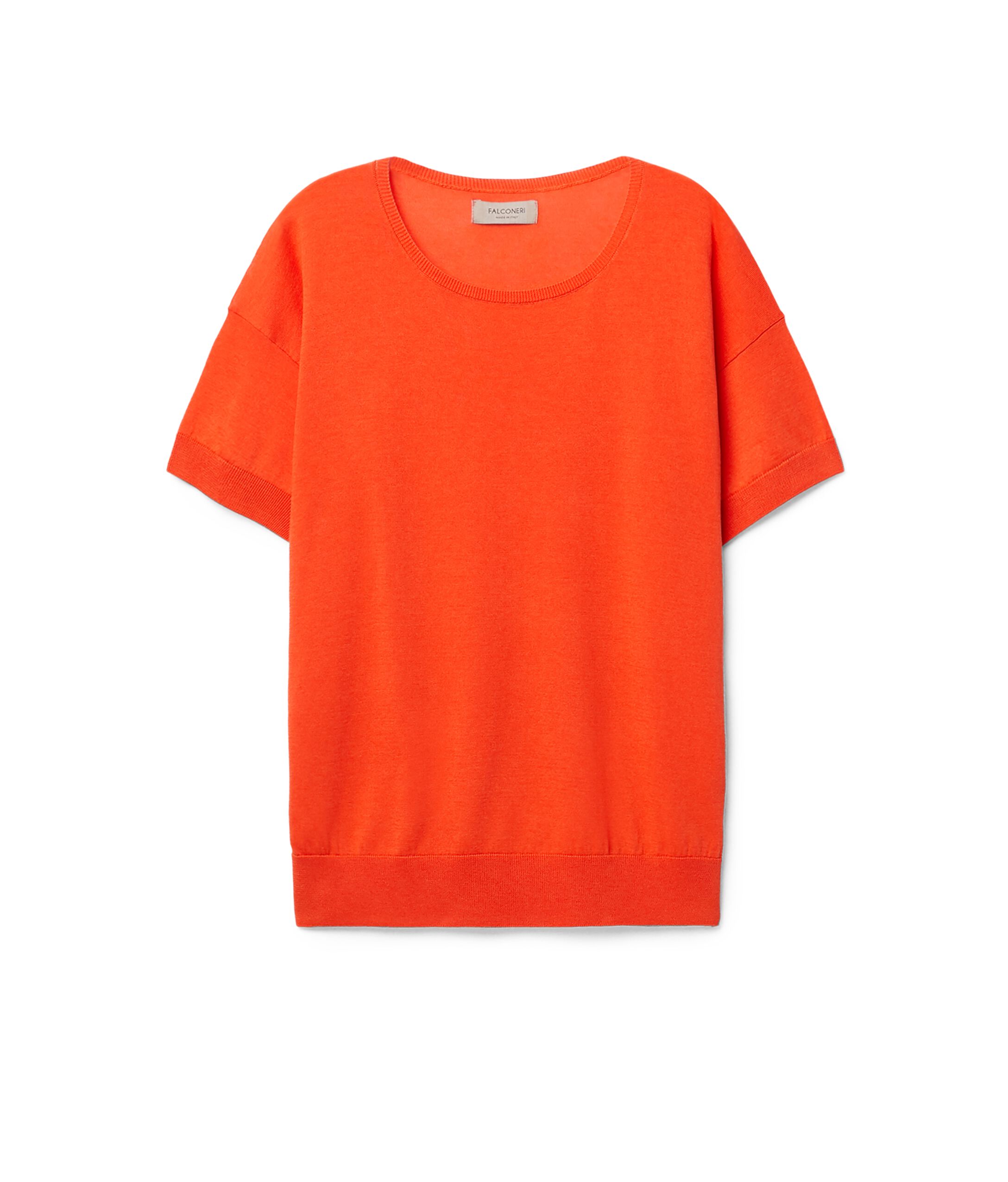 Μπλούζα με Στρογγυλή Λαιμόκοψη από Μετάξι και Βαμβάκι