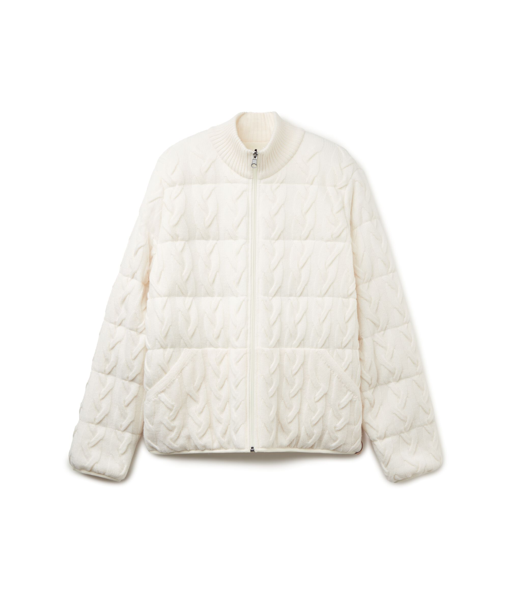 Piumino Reversibile con Motivo a Trecce in Cashmere