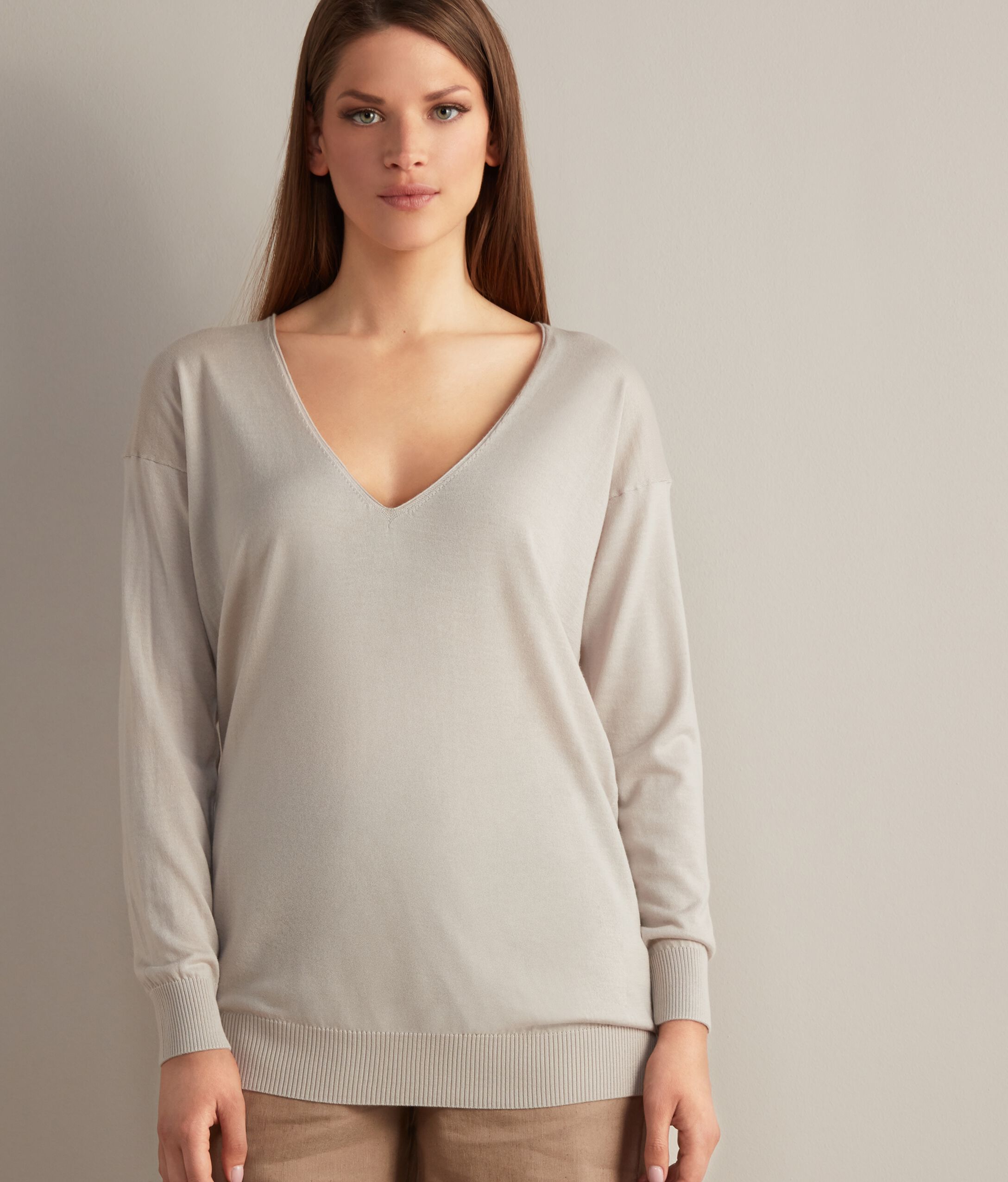 Pull large à col V en Cachemire ultra-fin