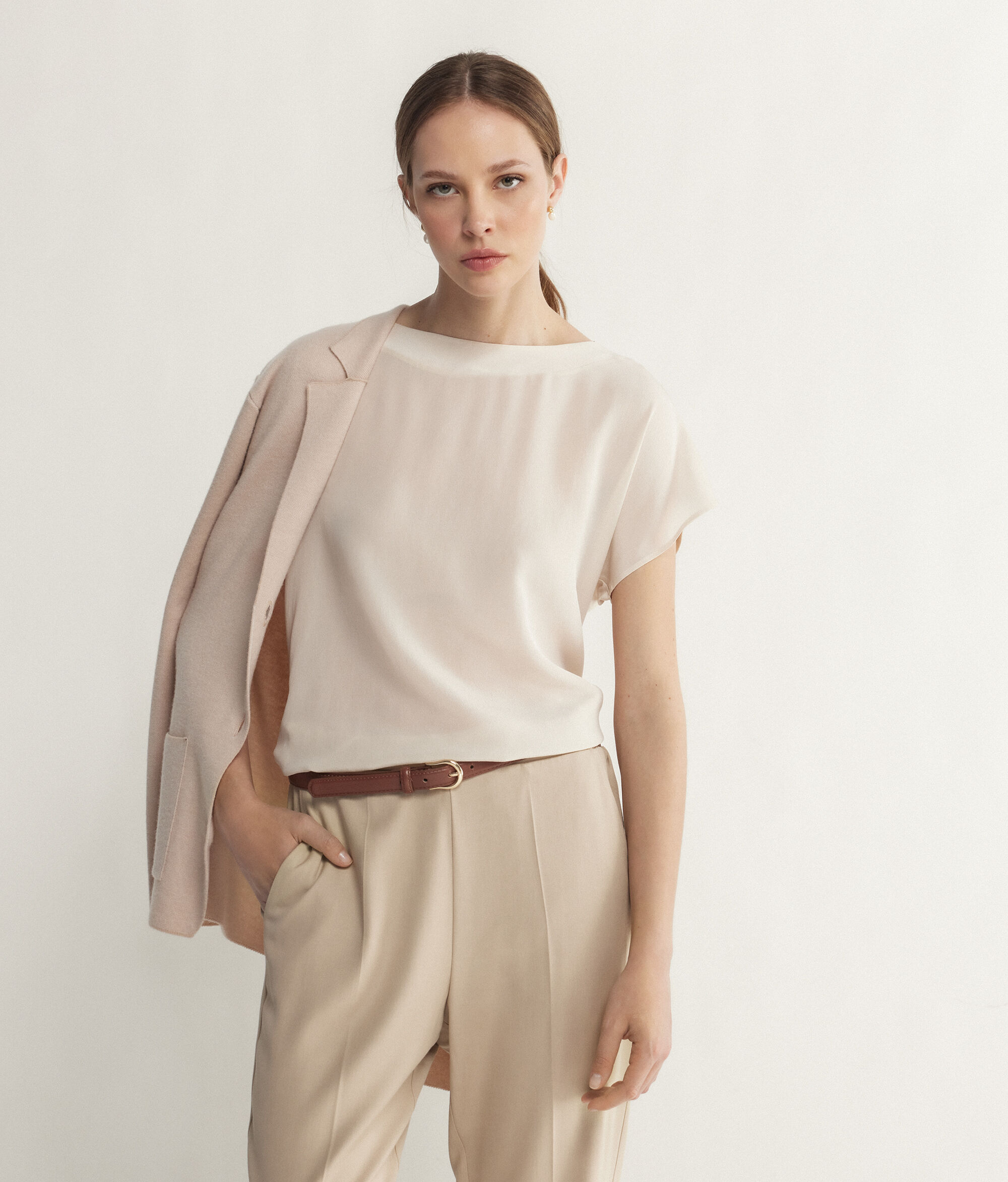 Silk and Modal Boat-Neck T-Shirt