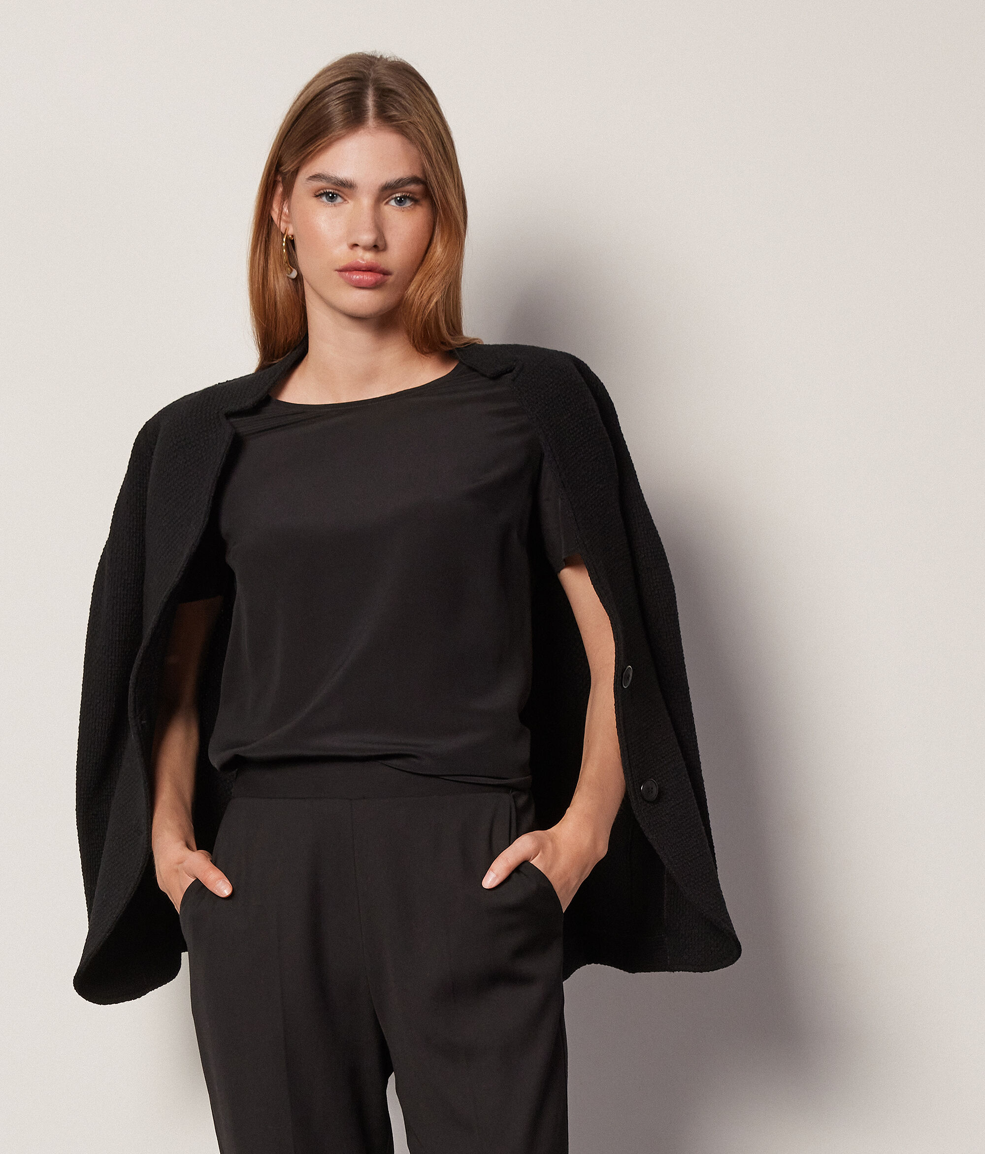 Round-Neck Silk T-Shirt