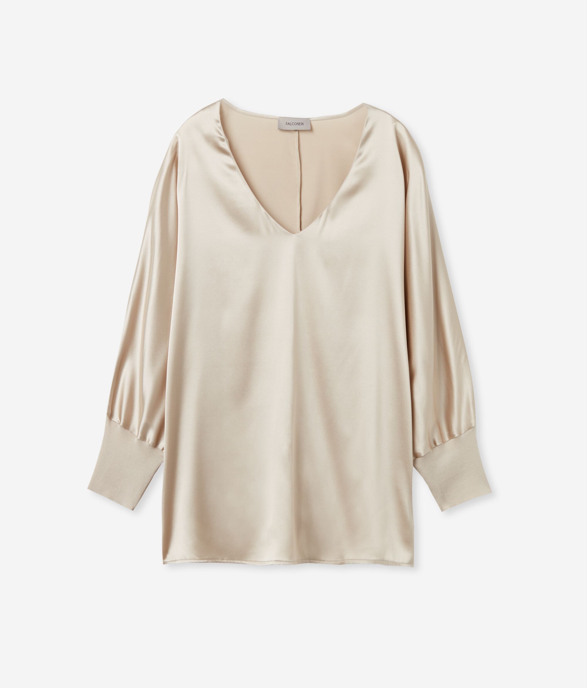 Blouse à col V en soie