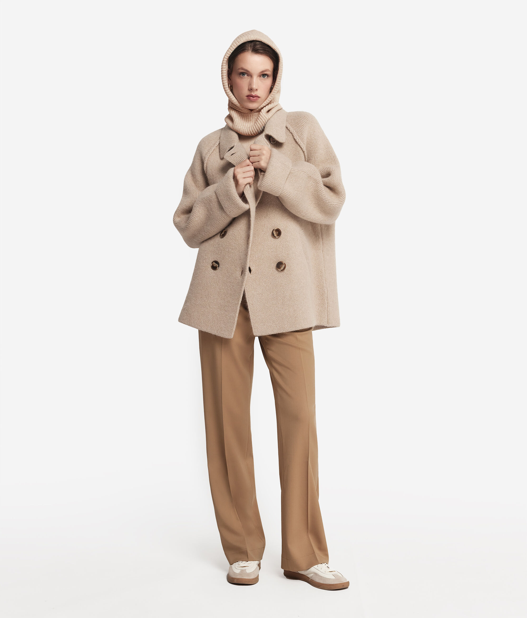 Double-Breasted Alpaca Wool Coat