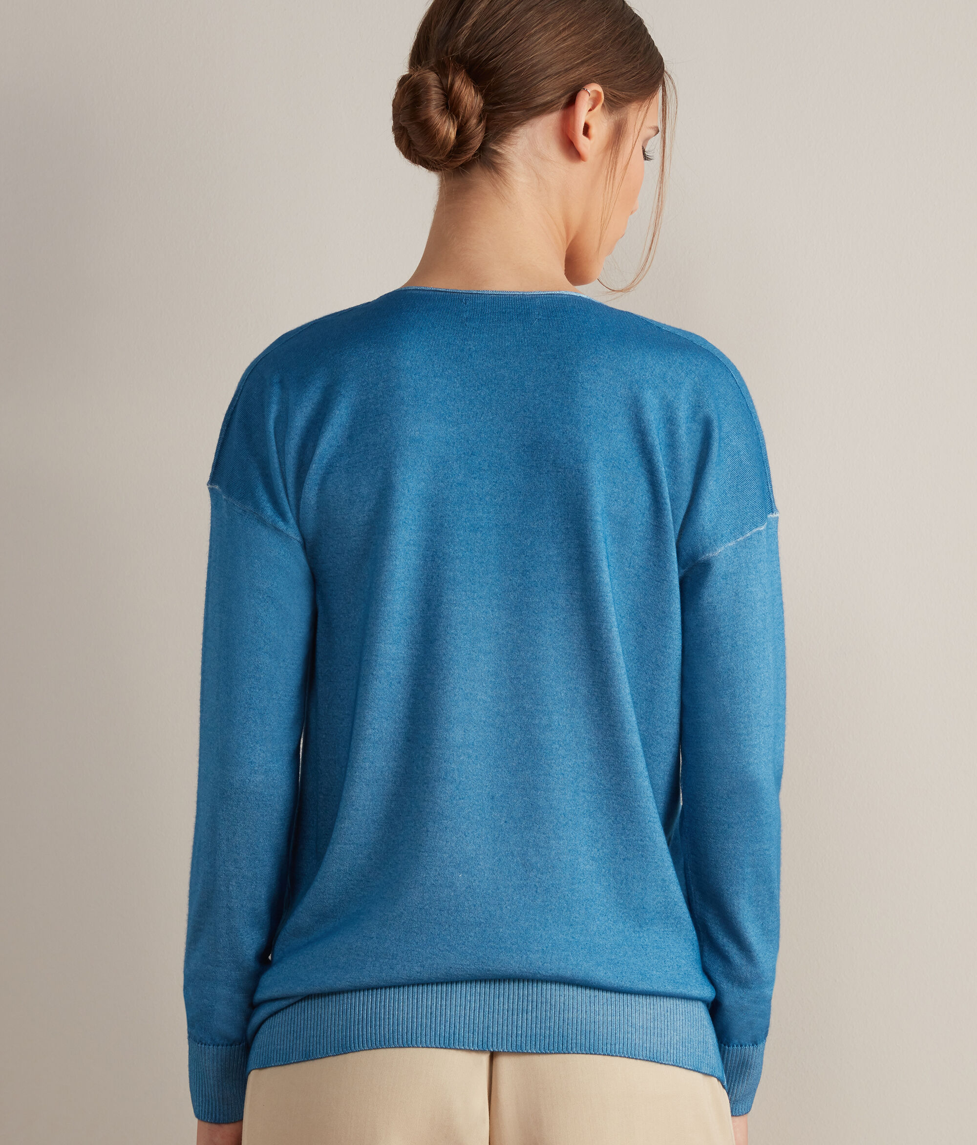 Maxipullover mit V-Ausschnitt aus Kaschmir Ultrafine