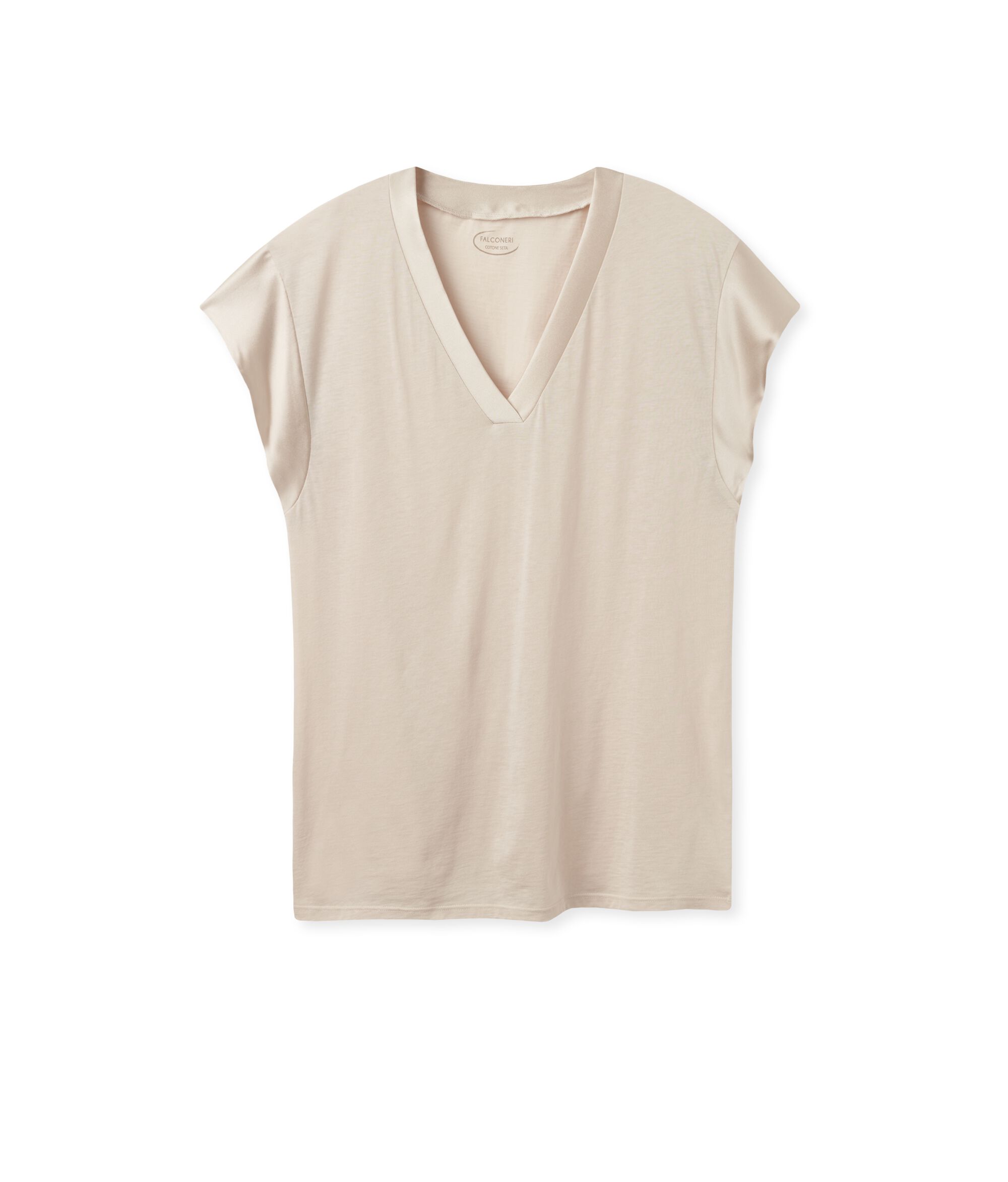 T-Shirt in Fresh Silk with Satin Trim