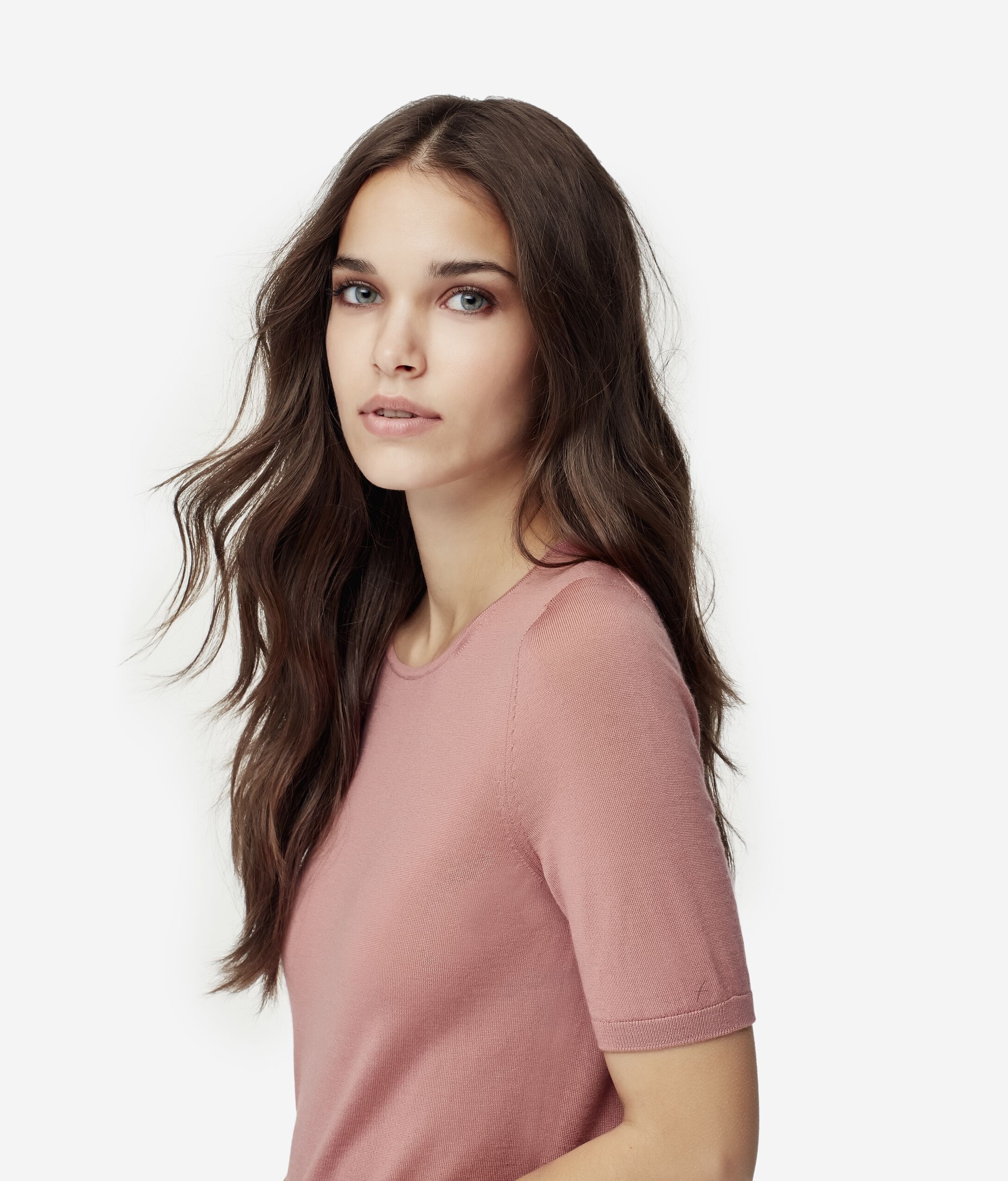 Κοντομάνικη Μπλούζα με Στρογγυλή Λαιμόκοψη από Ultrafine Cashmere