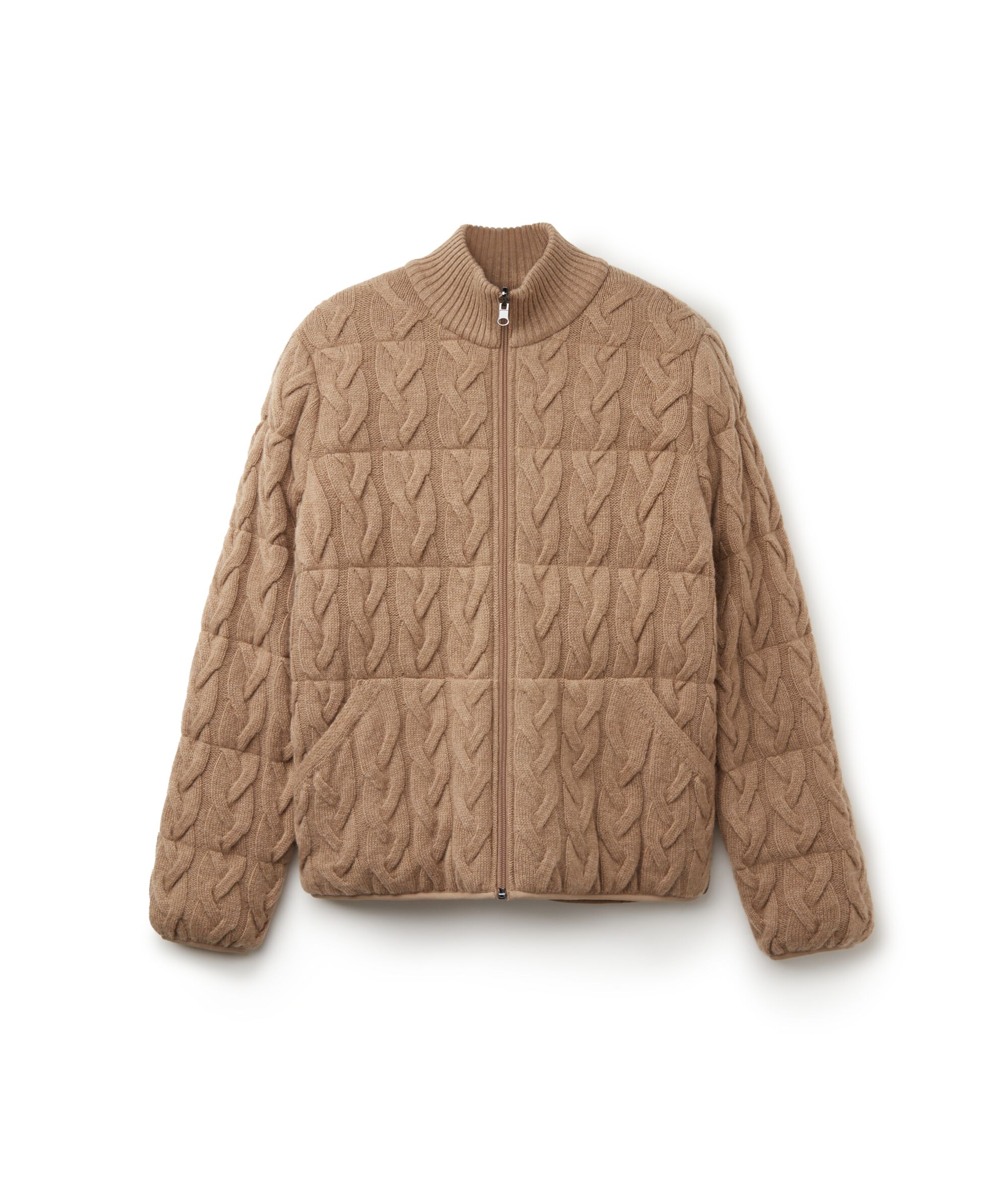 Piumino Reversibile con Motivo a Trecce in Cashmere