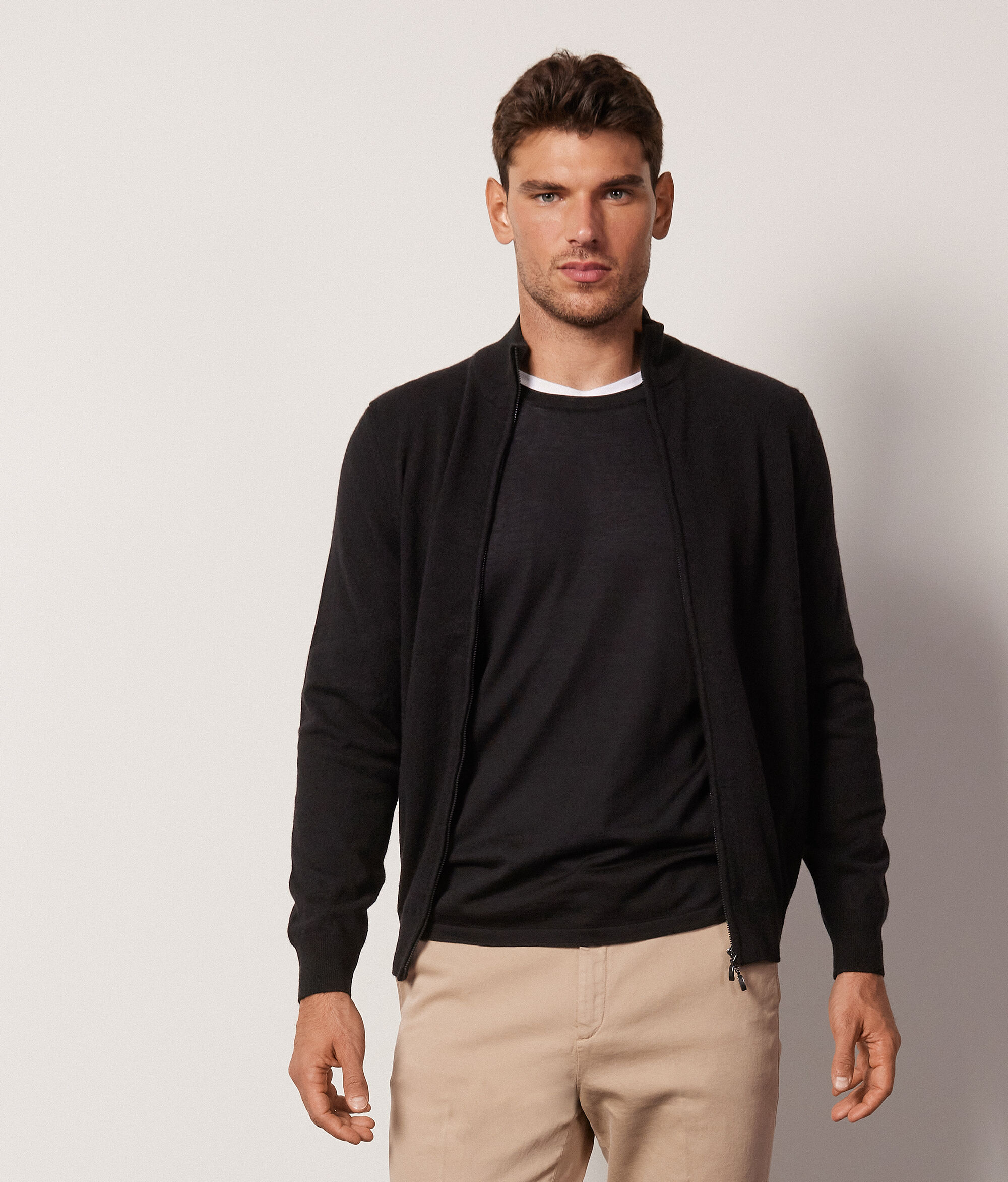 Pull à col rond en soie et coton
