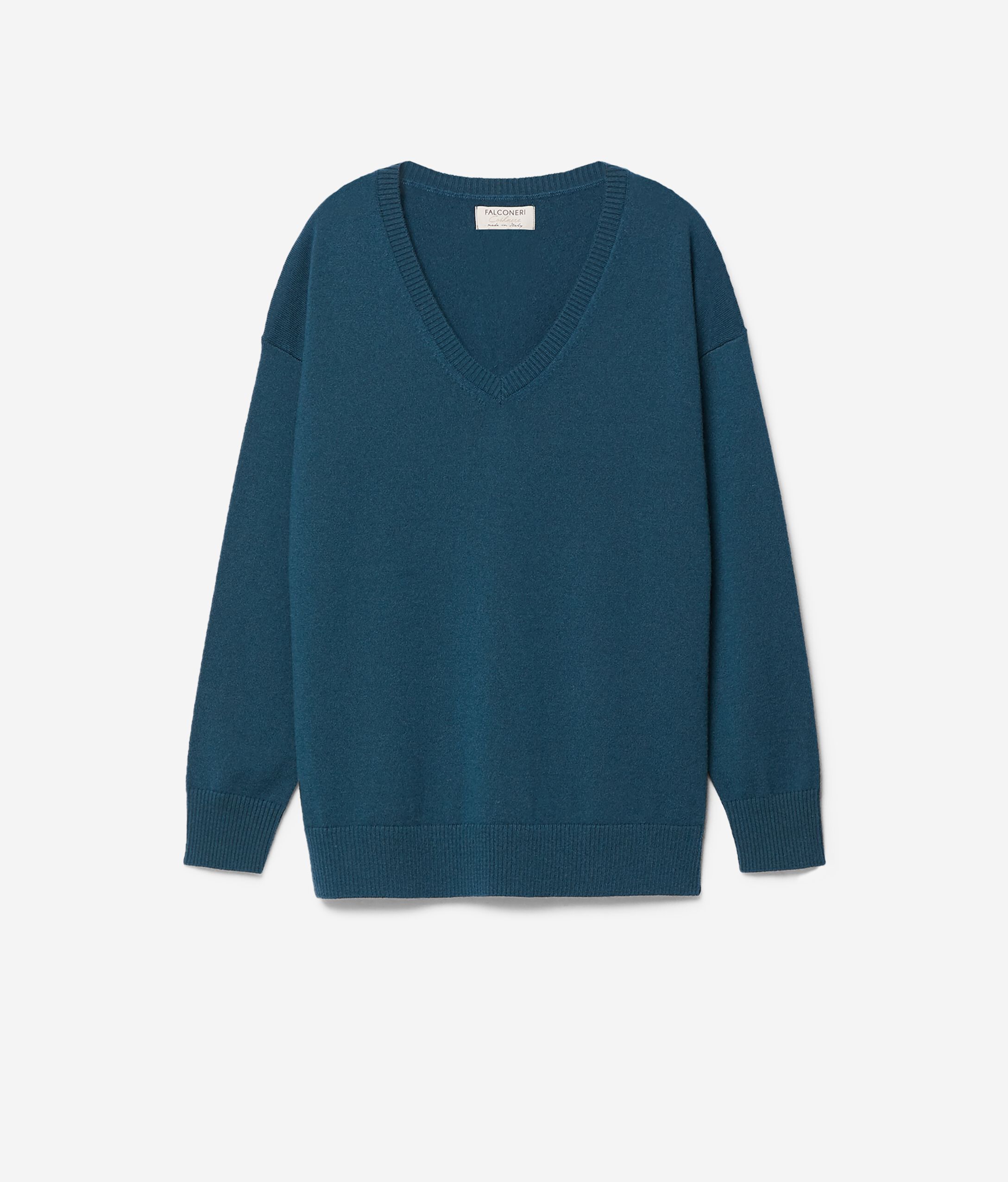 Maglia Scollo V in Cashmere Ultrasoft con Spacchi