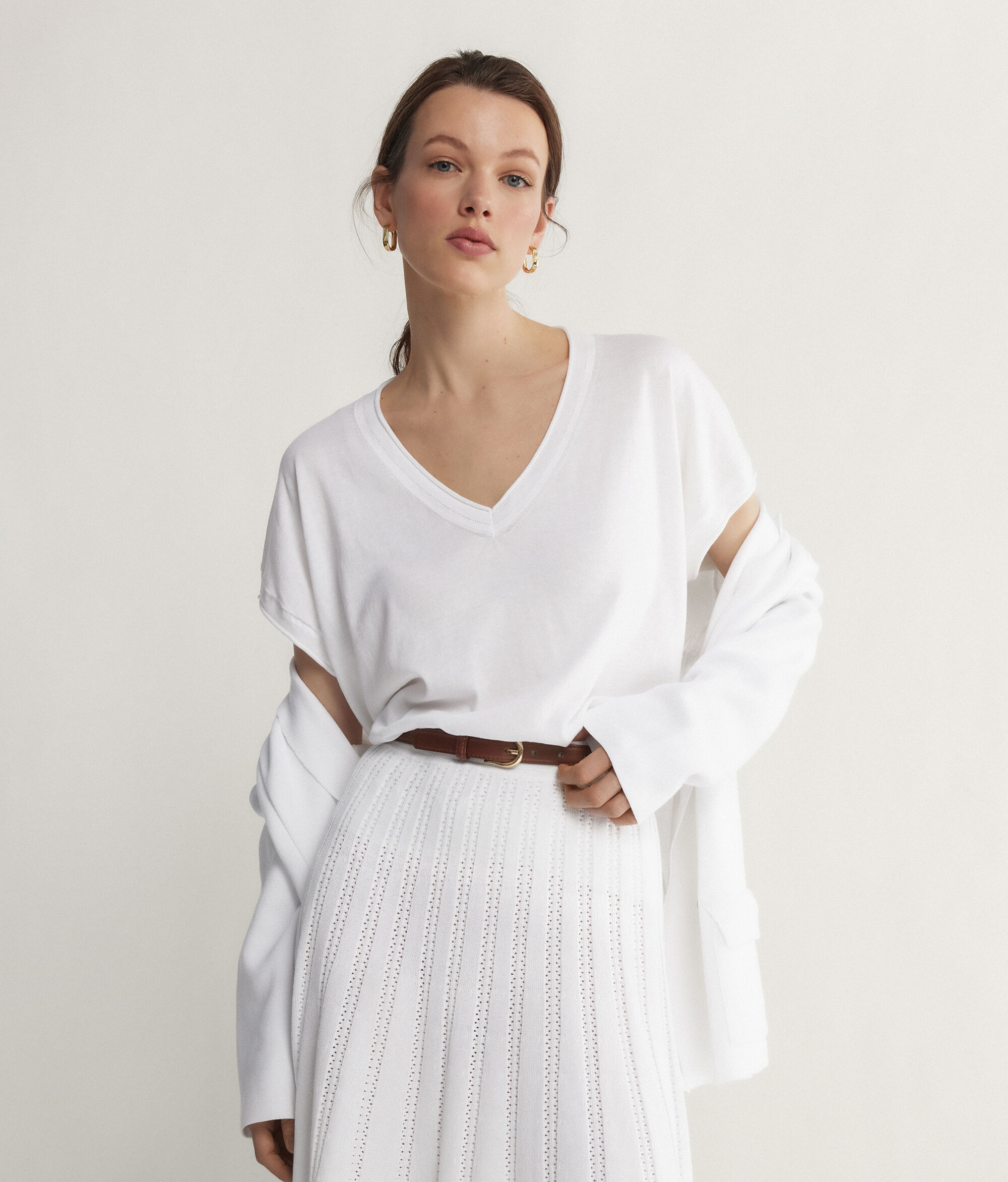 Maglia con Scollo V a Maniche Corte