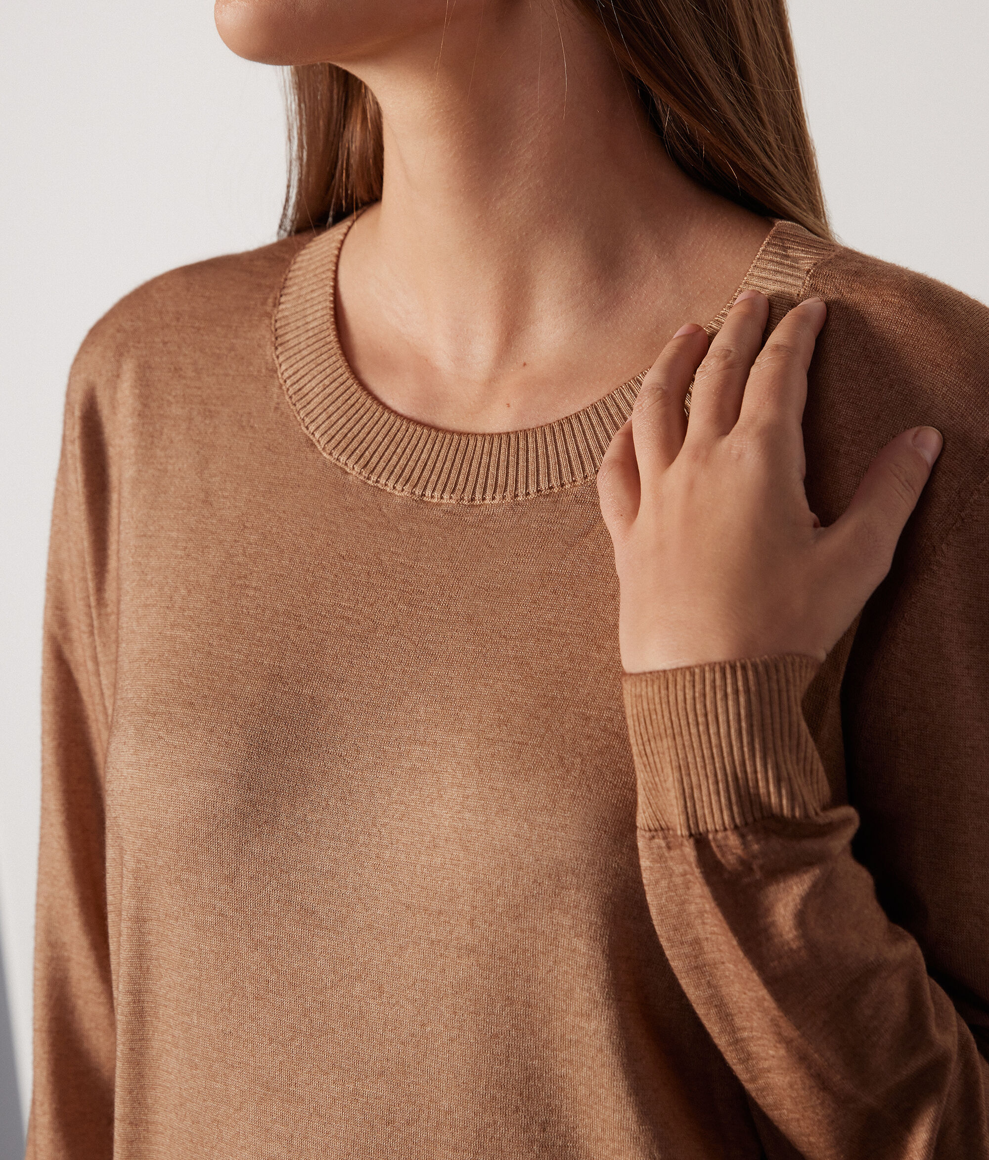 Camisola com Decote Redondo em Ultrafine Cashmere