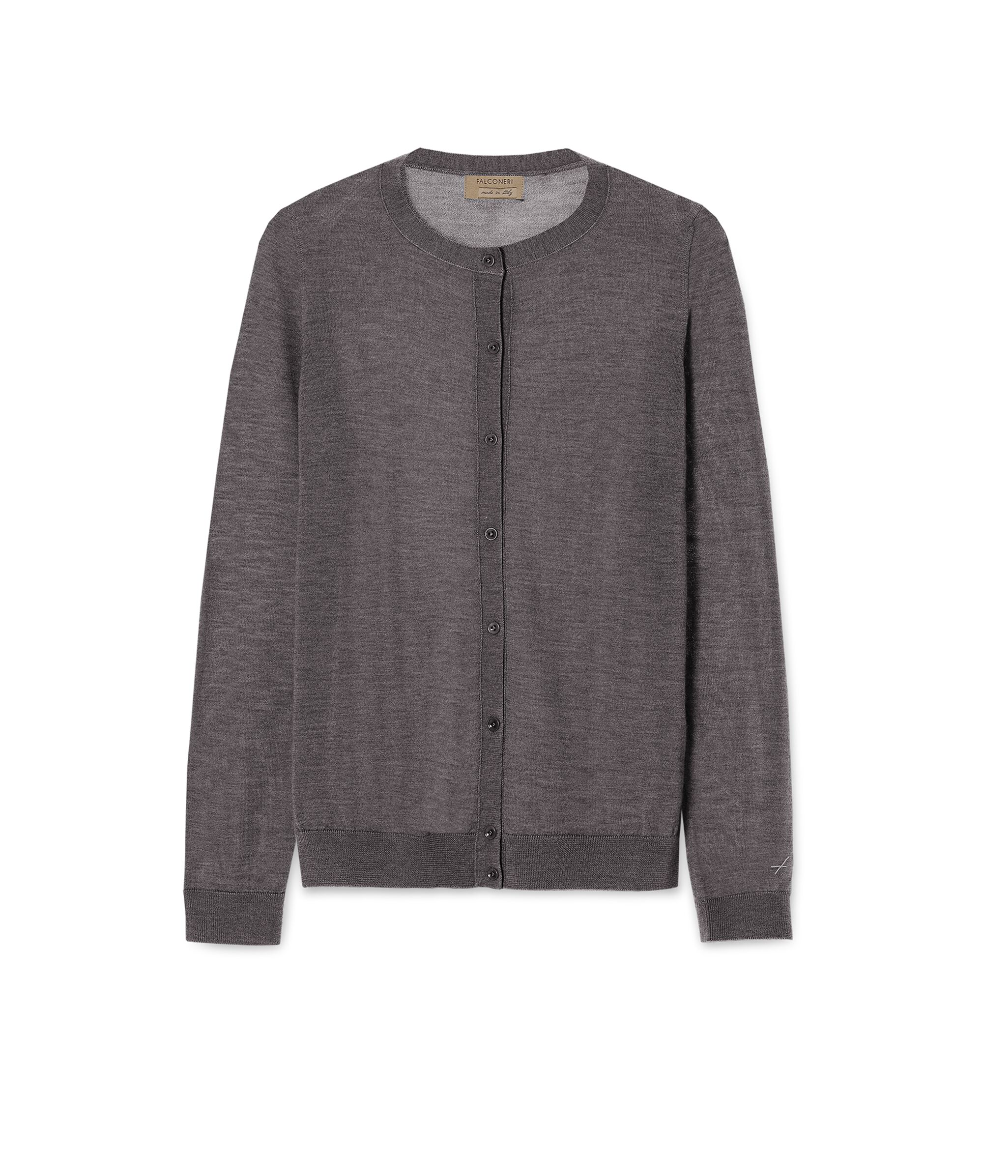 Strickjacke aus Kaschmir Ultrafine Colore Dunkelgrau meliert