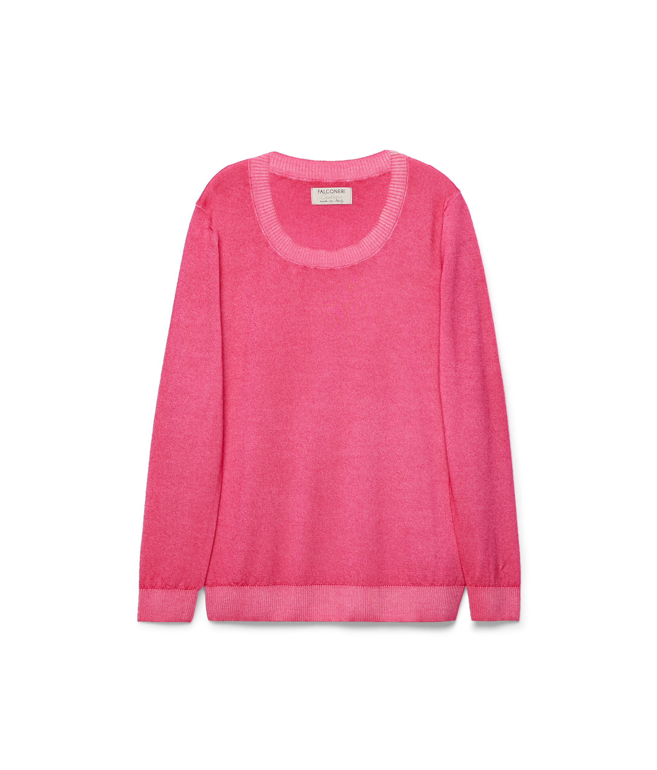 Maglia Girocollo in Cashmere Ultrafine Colore Rosa Scuro