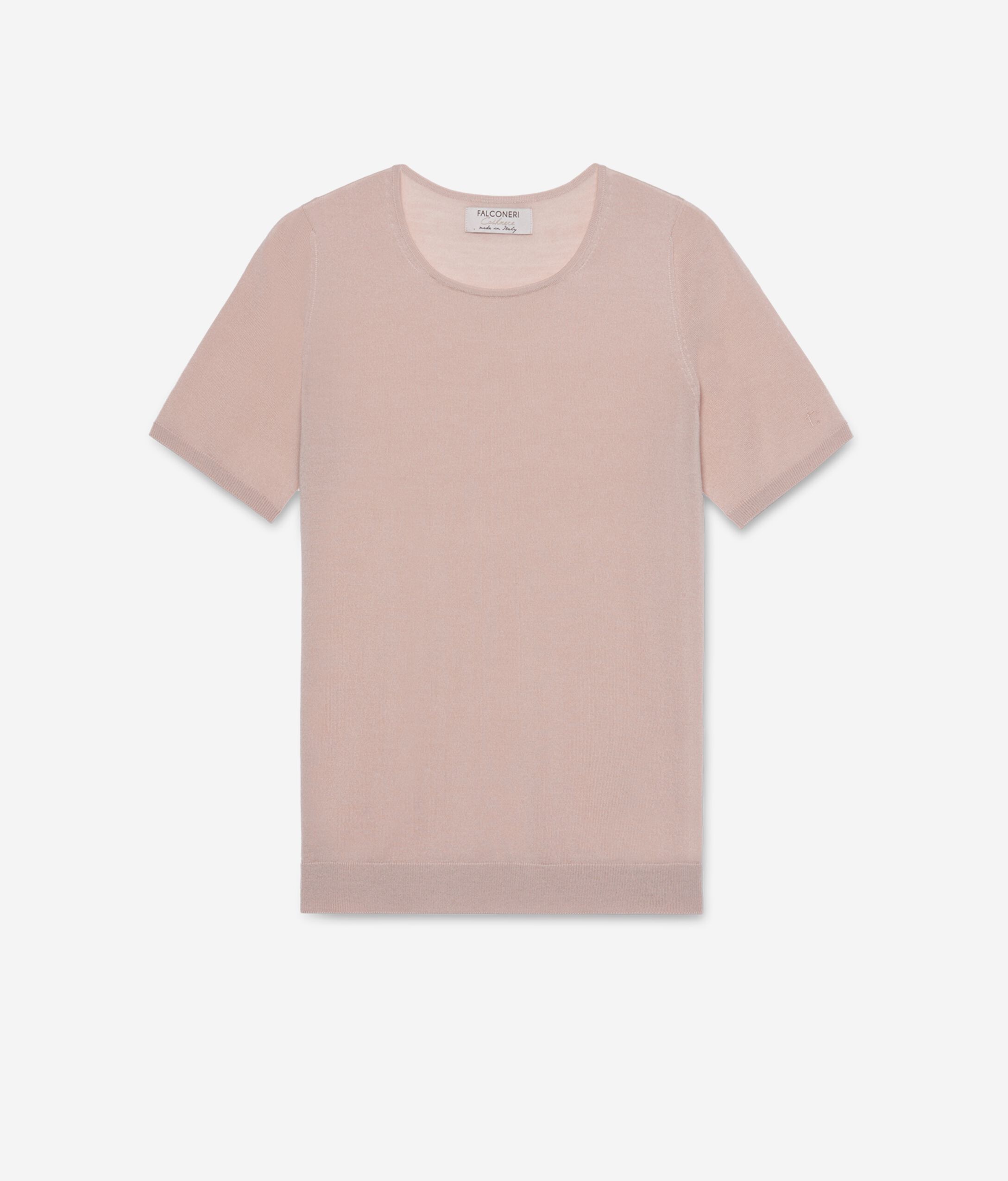 Round-Neck Short-Sleeve Ultrafine Cashmere Top