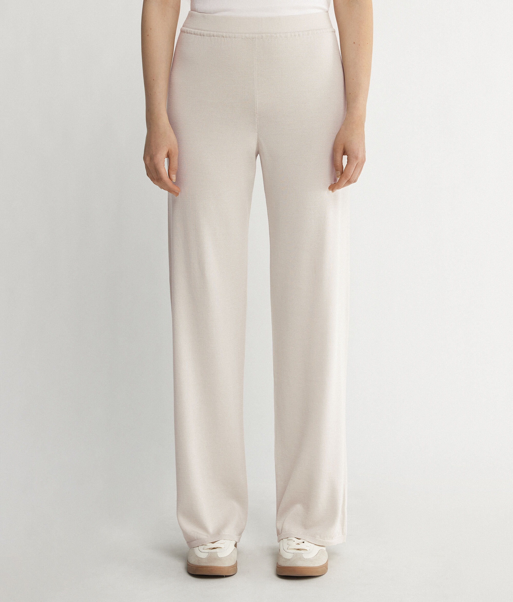 Pantalon large en soie et coton