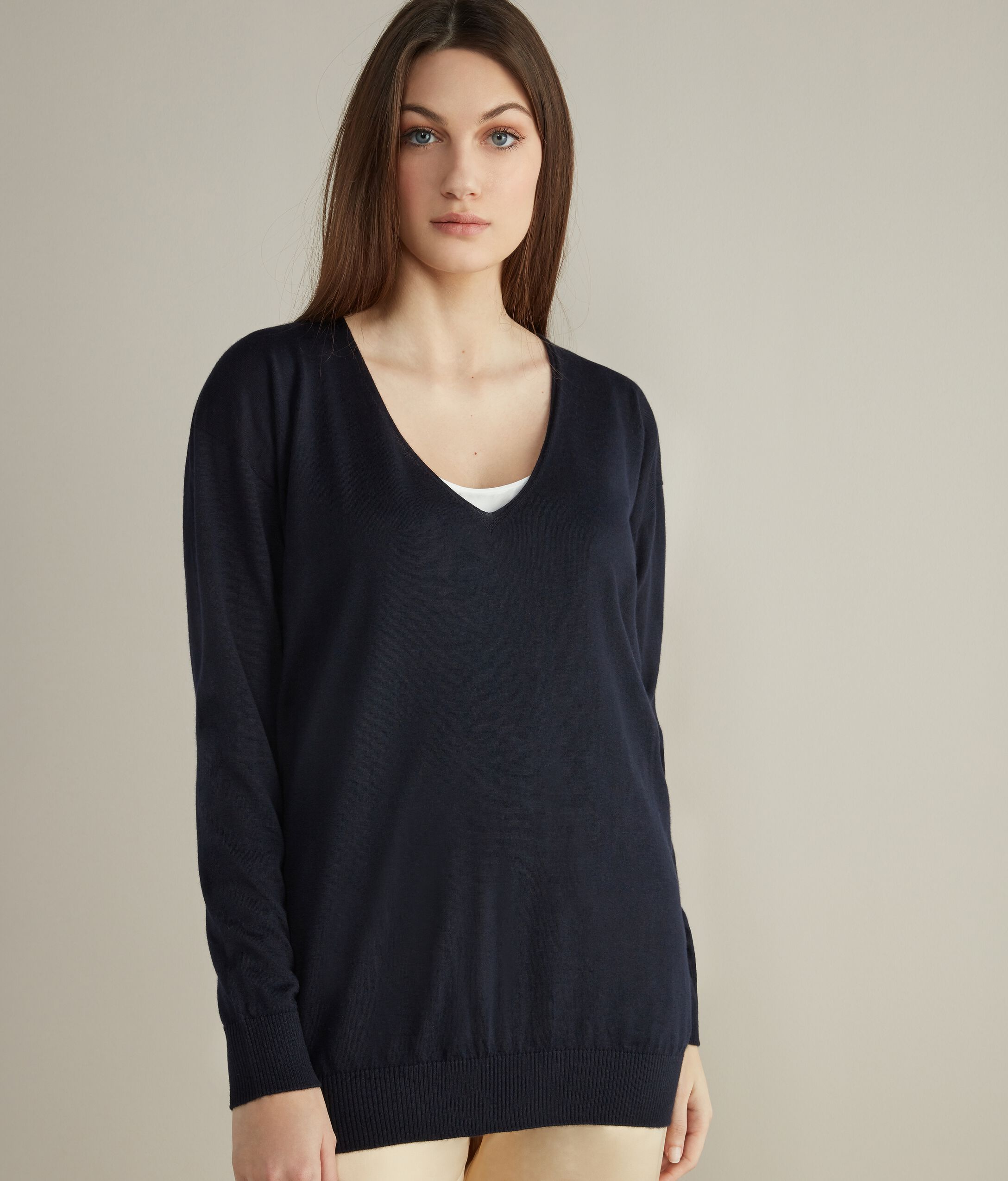 Pull large à col V en Cachemire ultra-fin