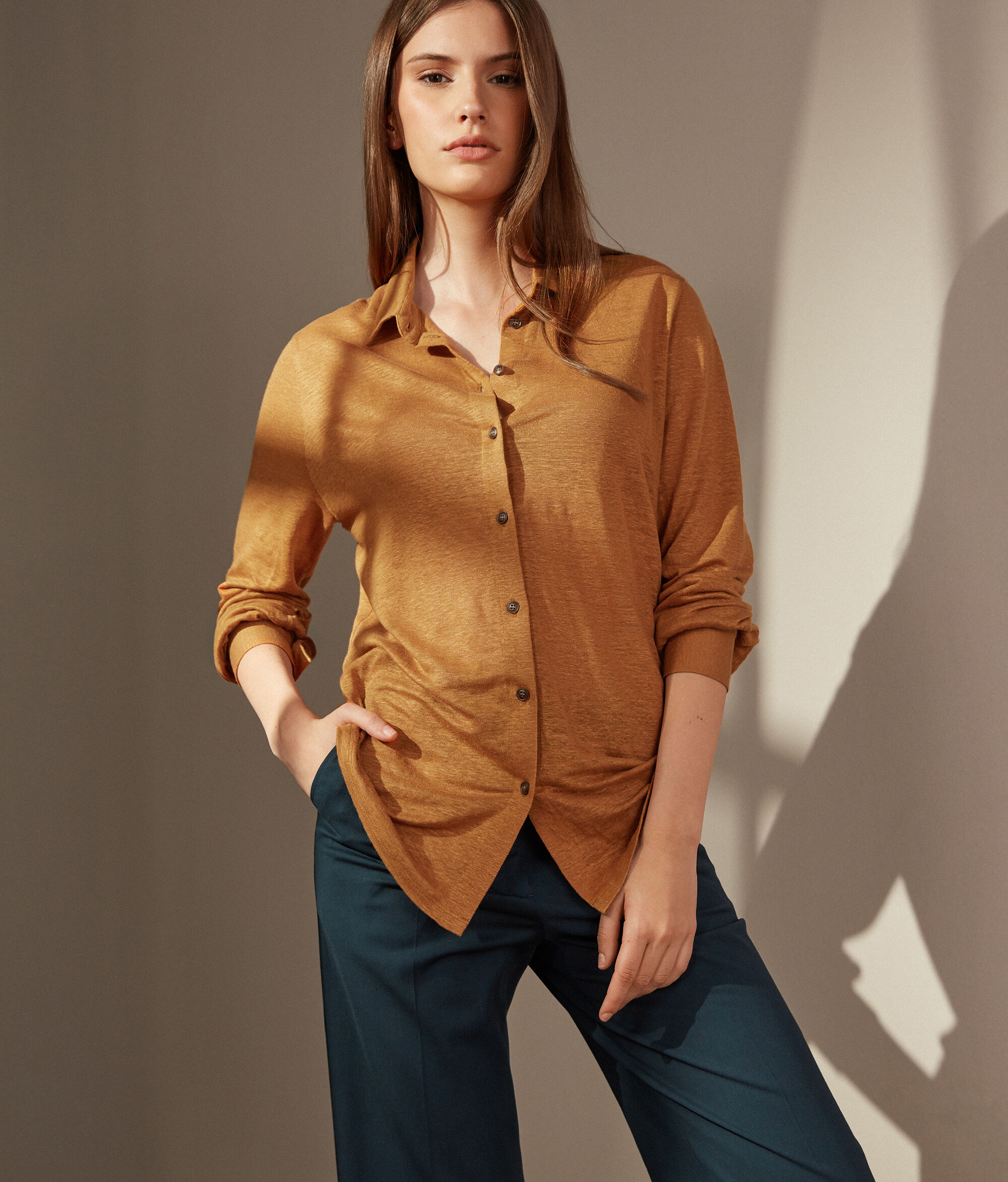 Koszula z lnianego dżerseju