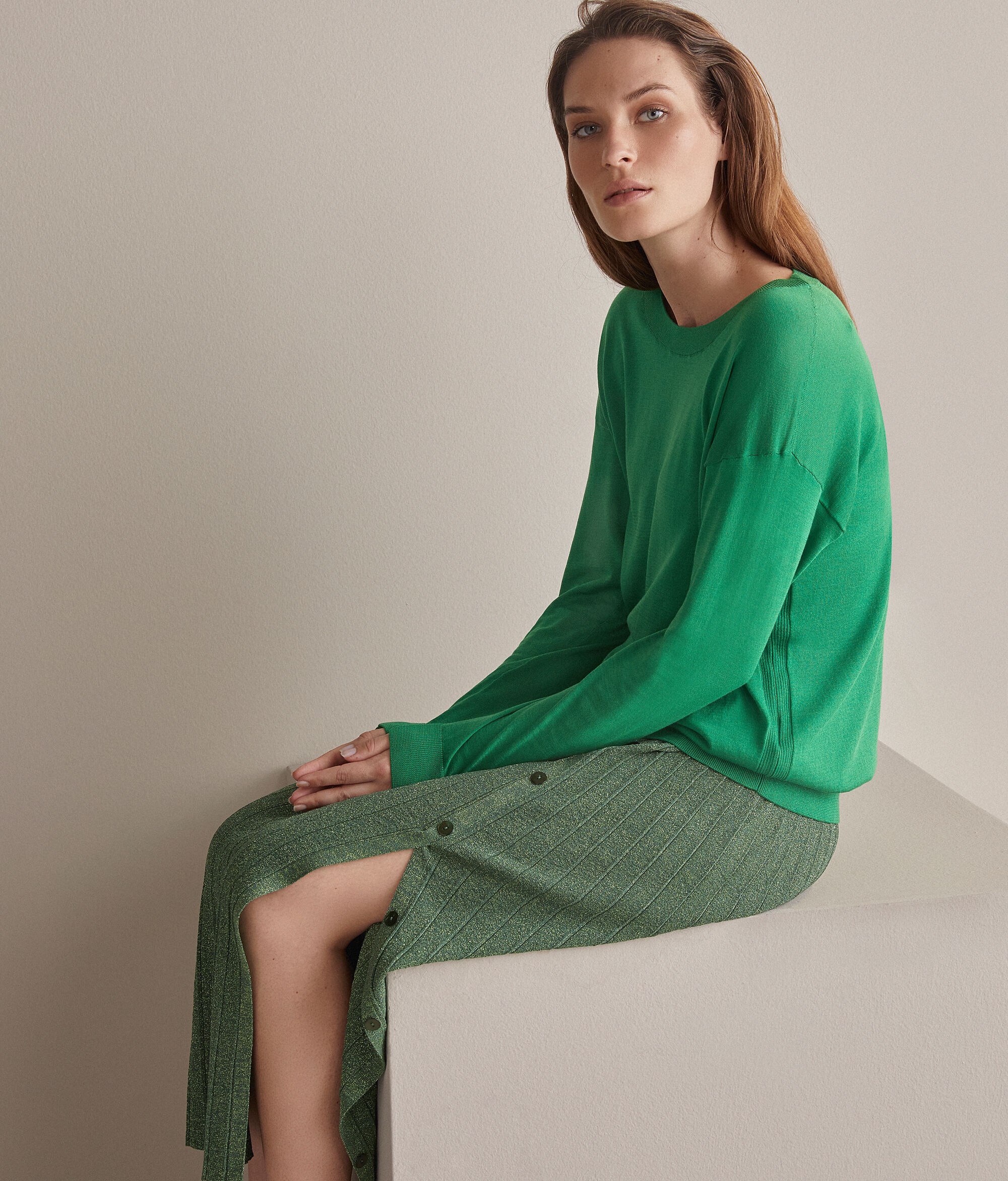 Maglia Girocollo in Seta e Cotone