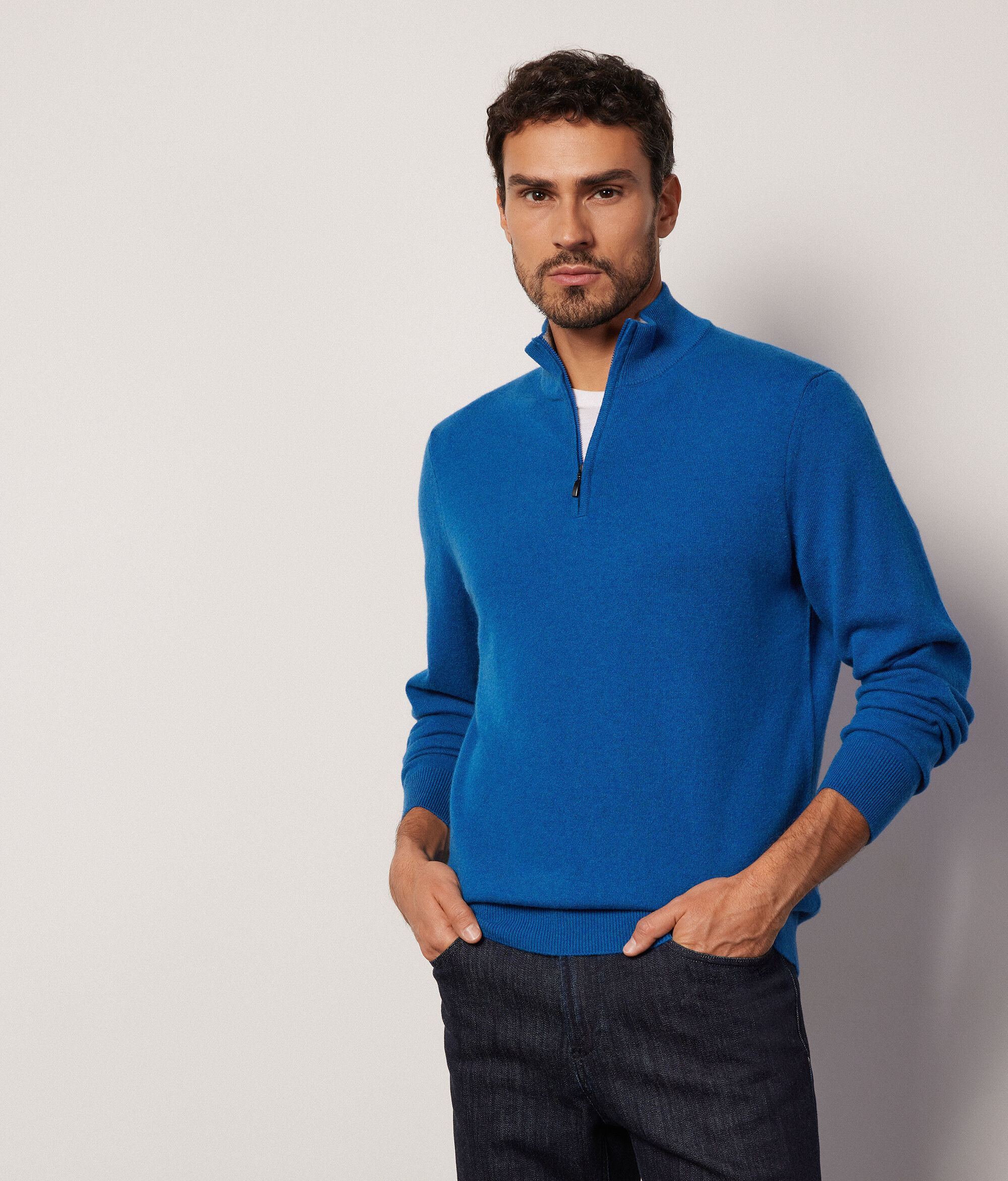 Maglia Collo Alto Mezza Zip in Cashmere Ultrasoft