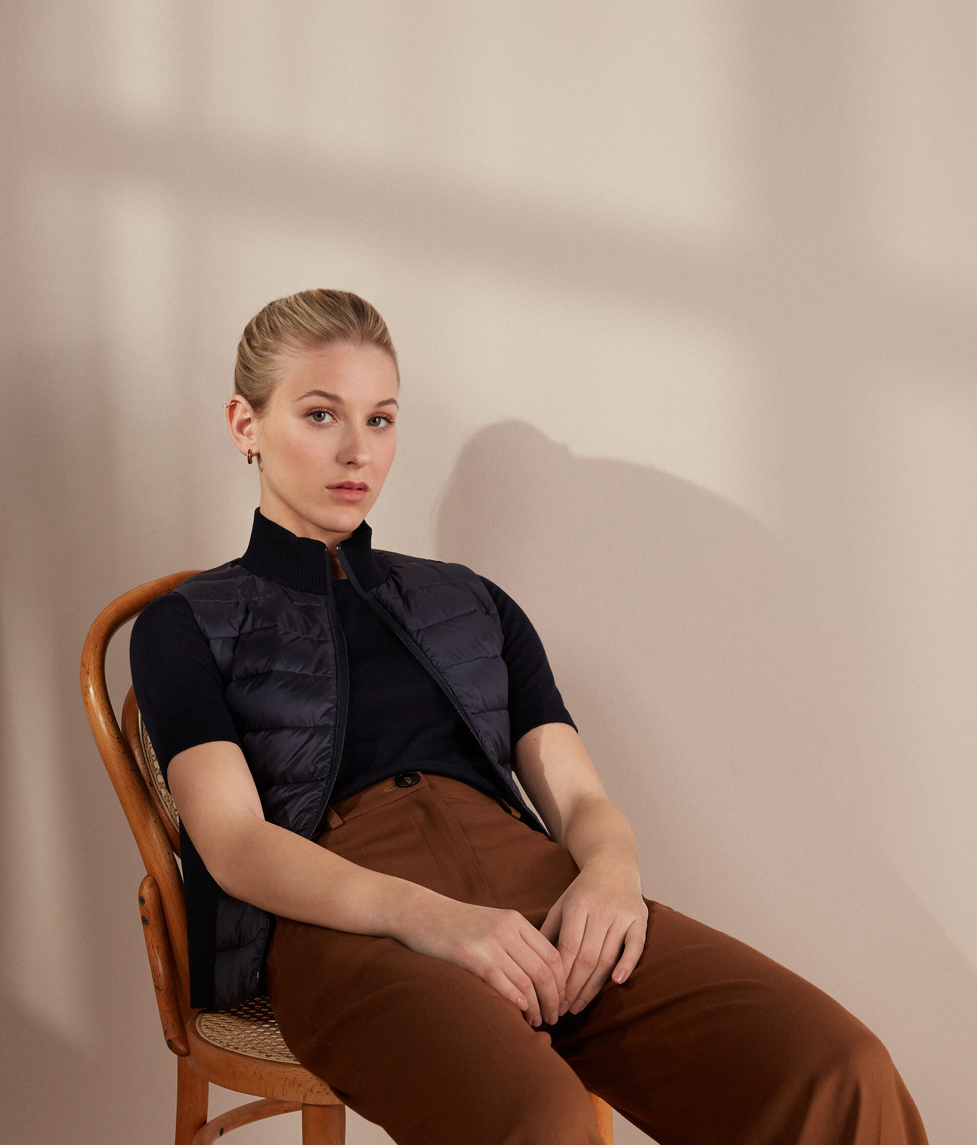 Knit Detail Quilted Waistcoat