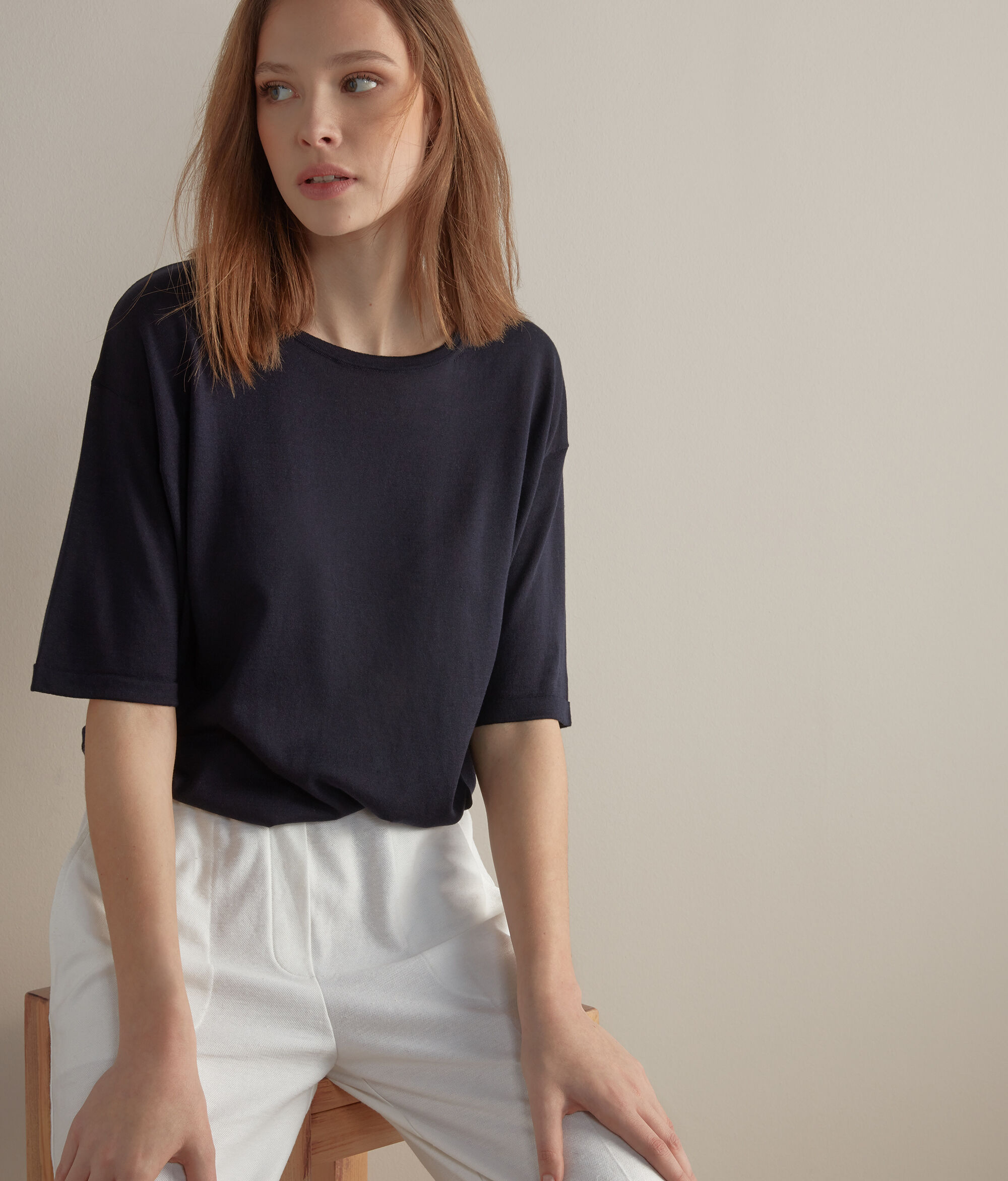 T-shirt Over in Seta e Cotone