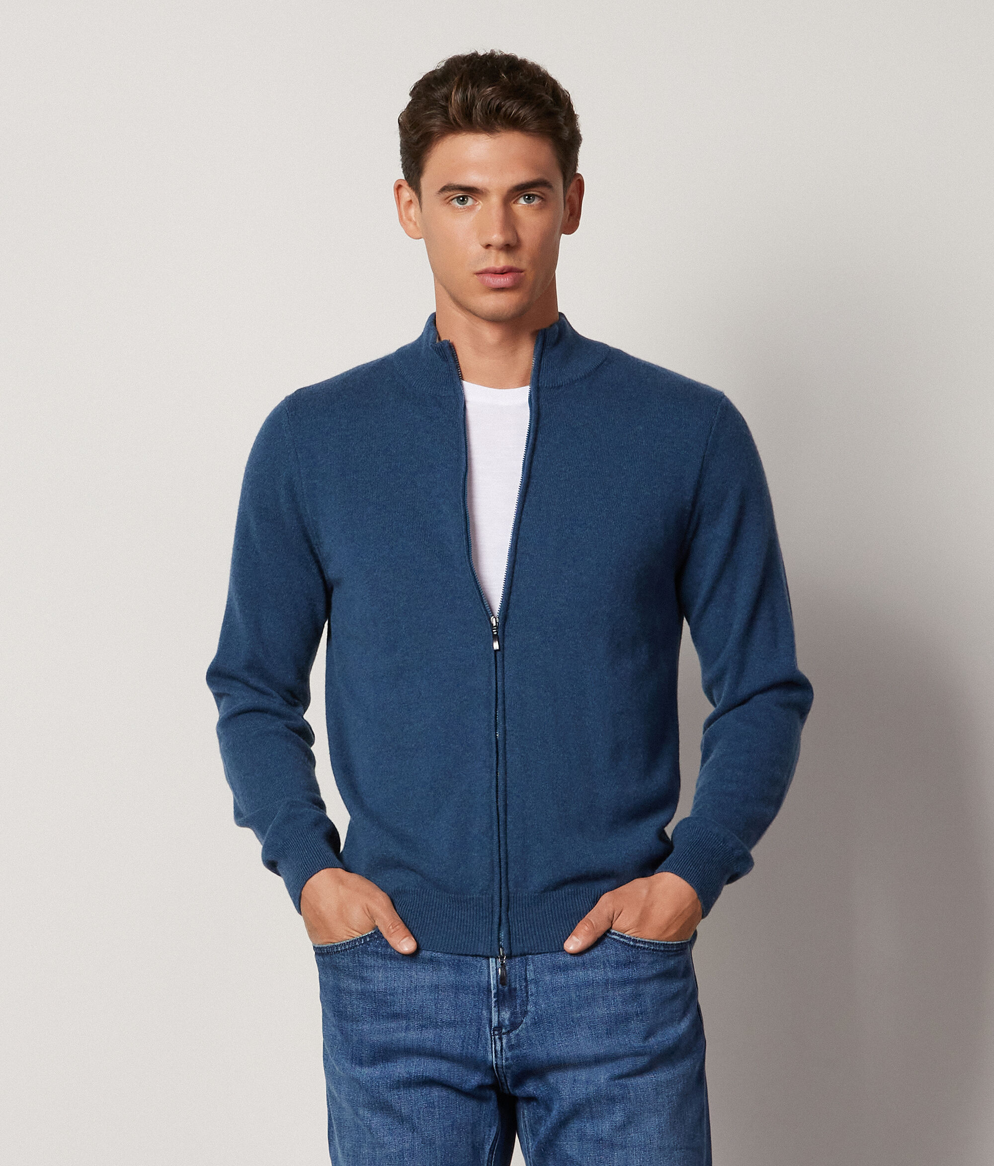 Cardigan Zip Intera in Cashmere Ultrasoft