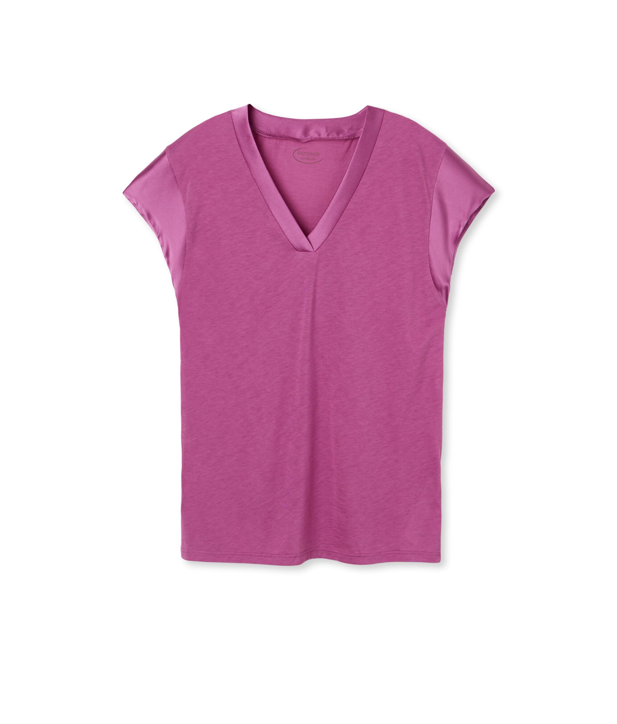 T-Shirt in Seta Fresh con Profili in Raso