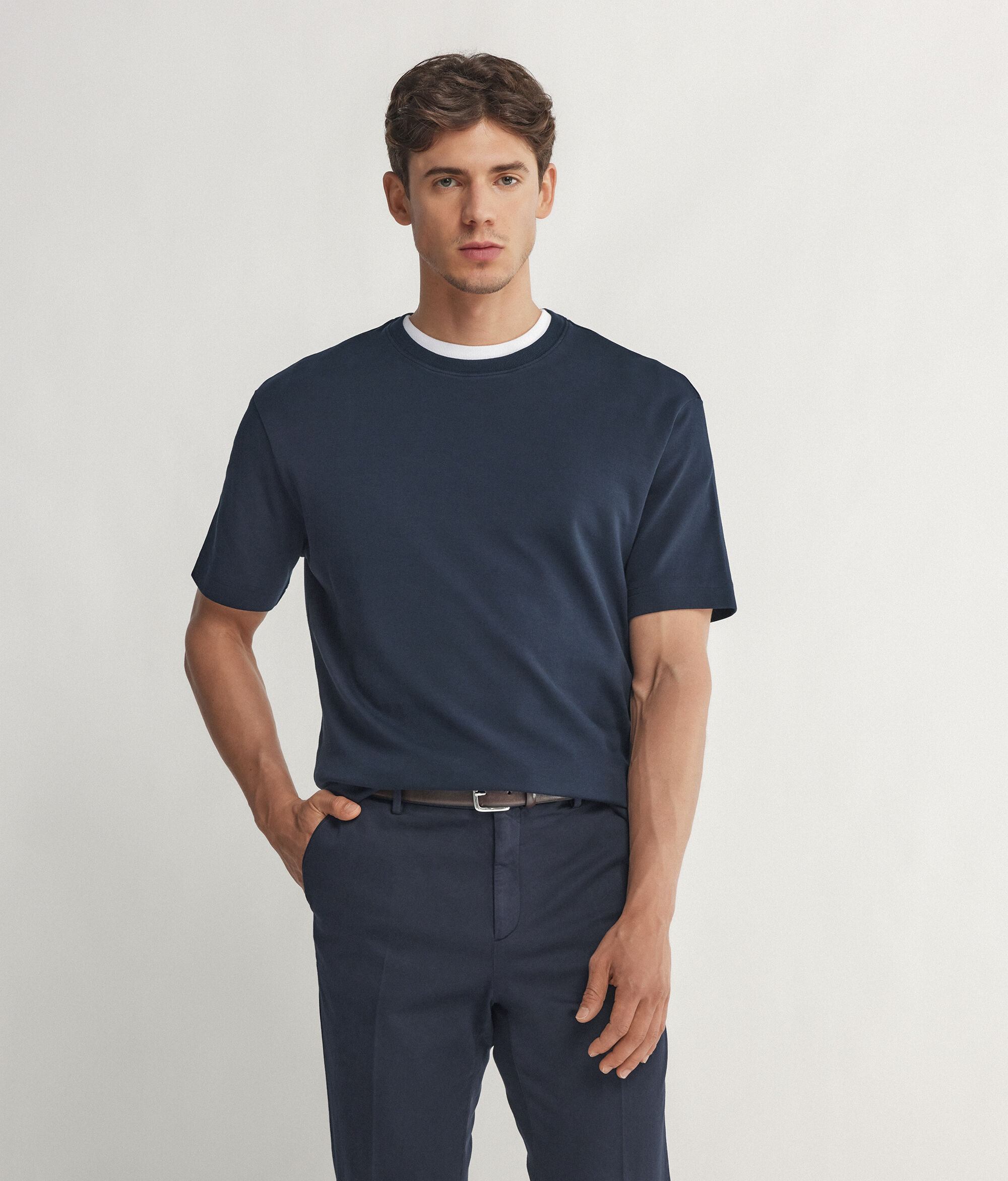 T-Shirt Girocollo in Jersey di Cotone