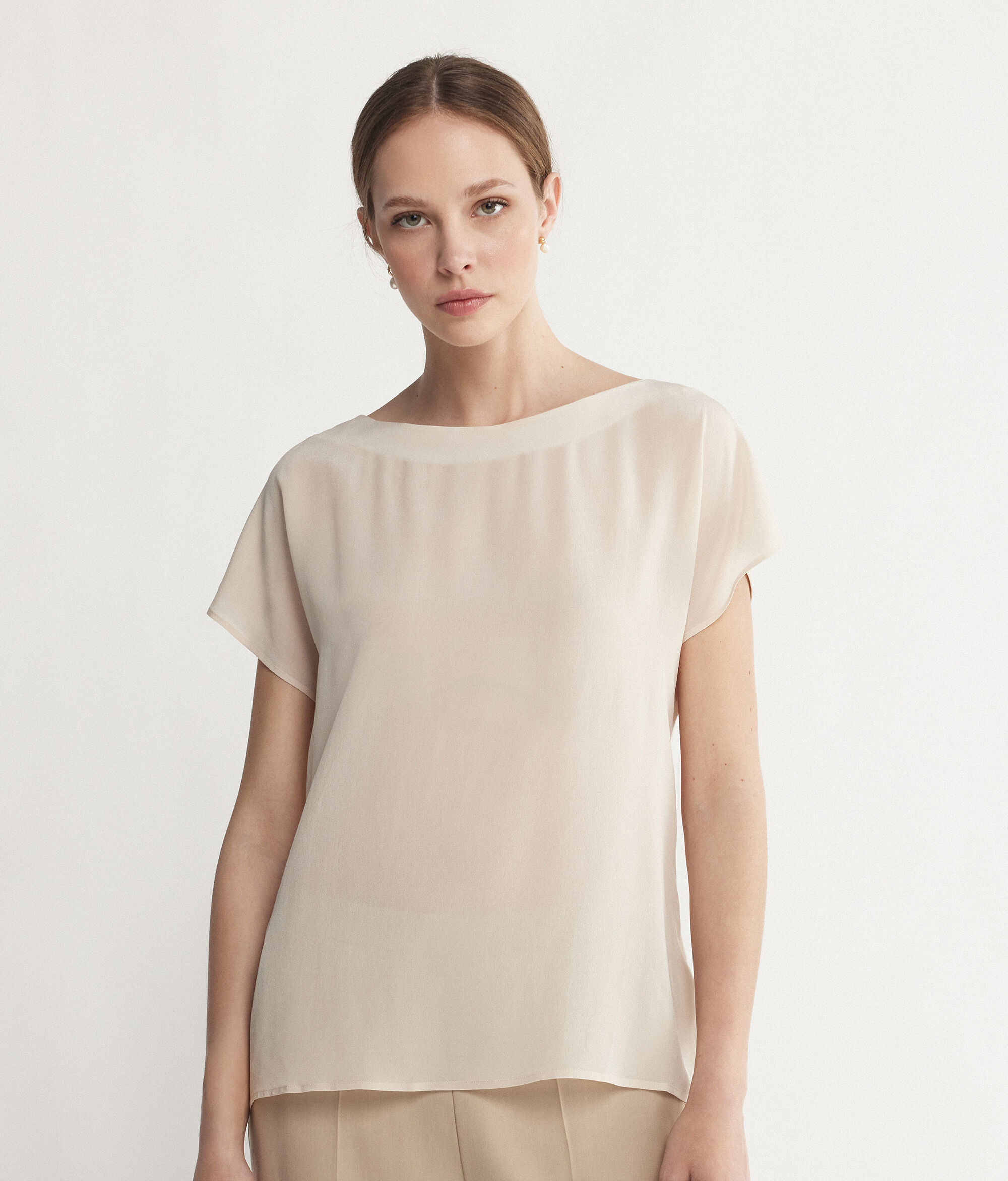 Silk and Modal Boat-Neck T-Shirt