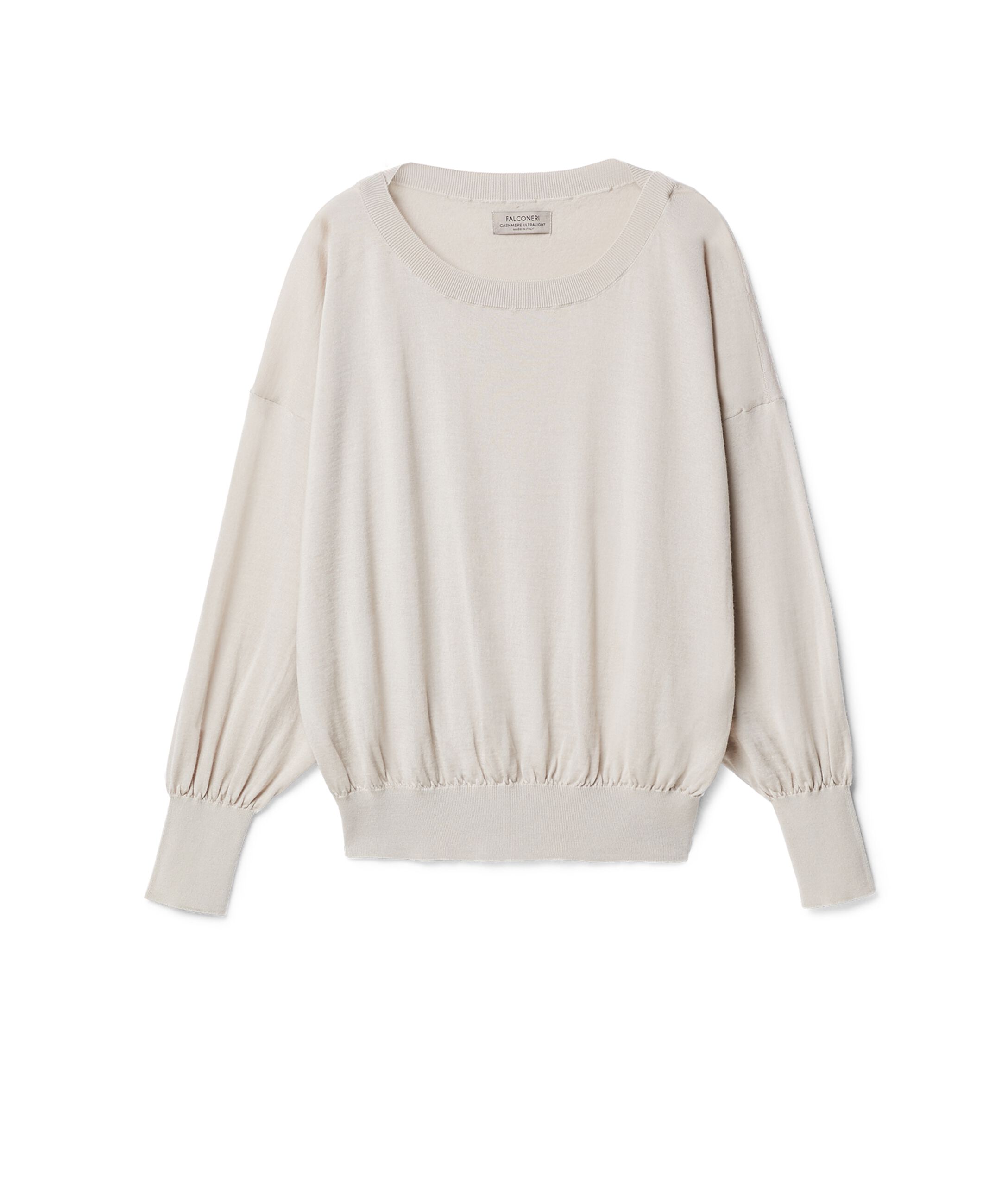 Cashmere Sweater with Ample Sleeves Colore Chalk