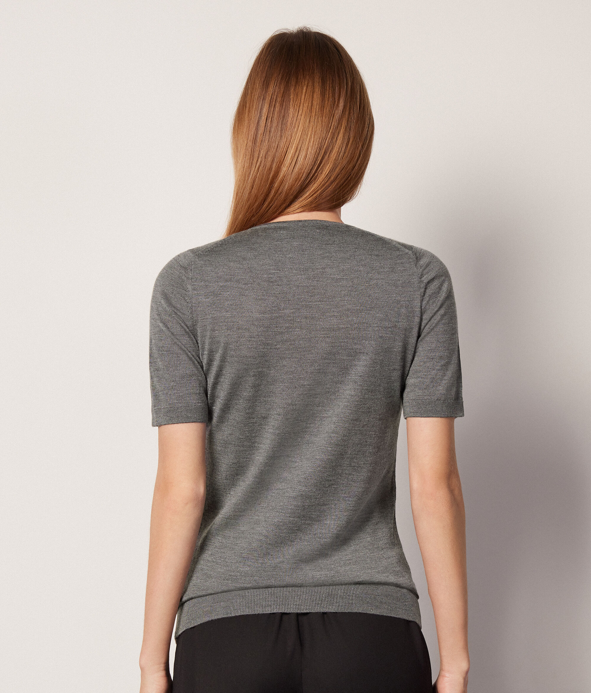 T-shirt de Decote Redondo em Ultrafine Cashmere