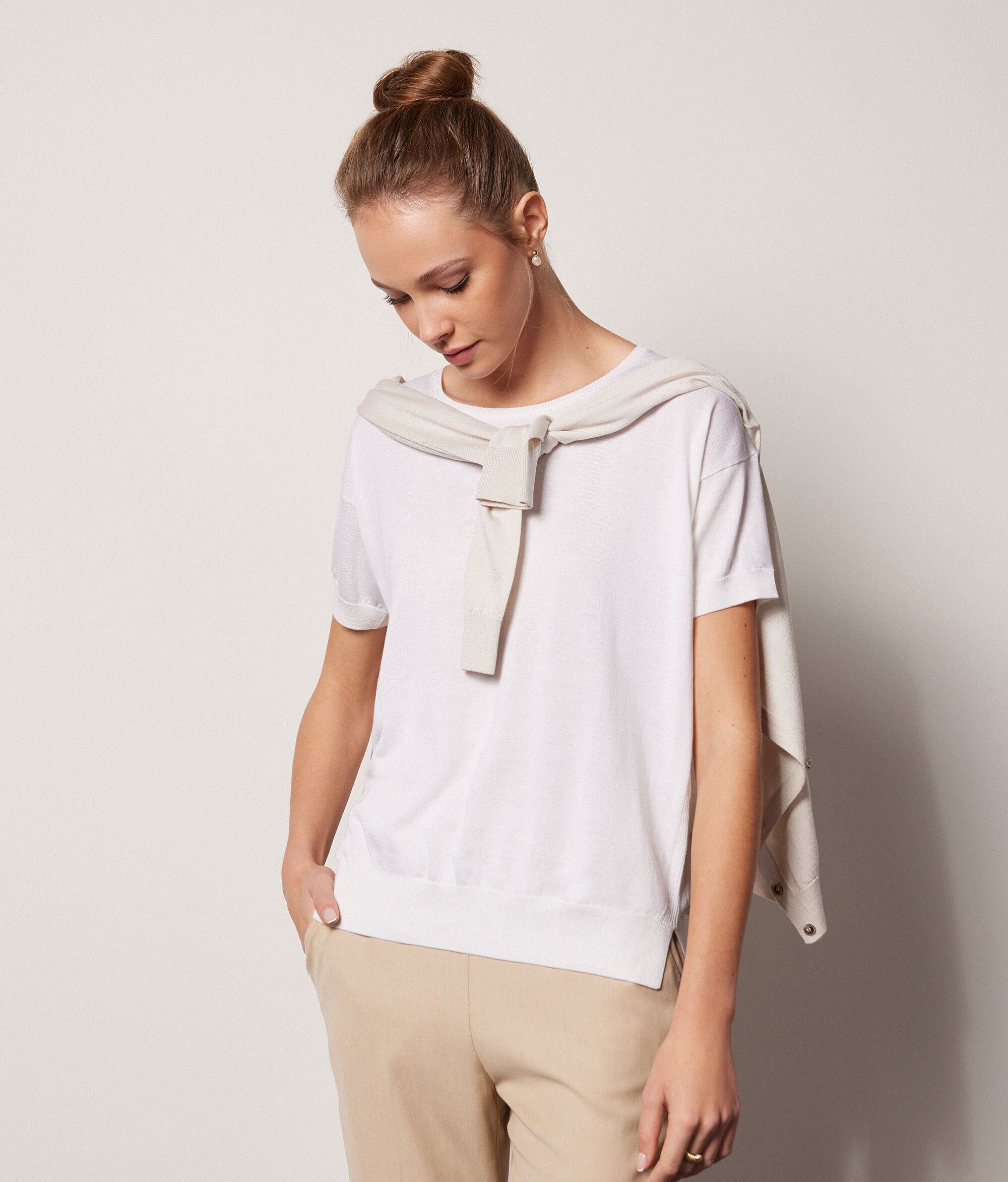 Maglia Girocollo in Seta e Cotone