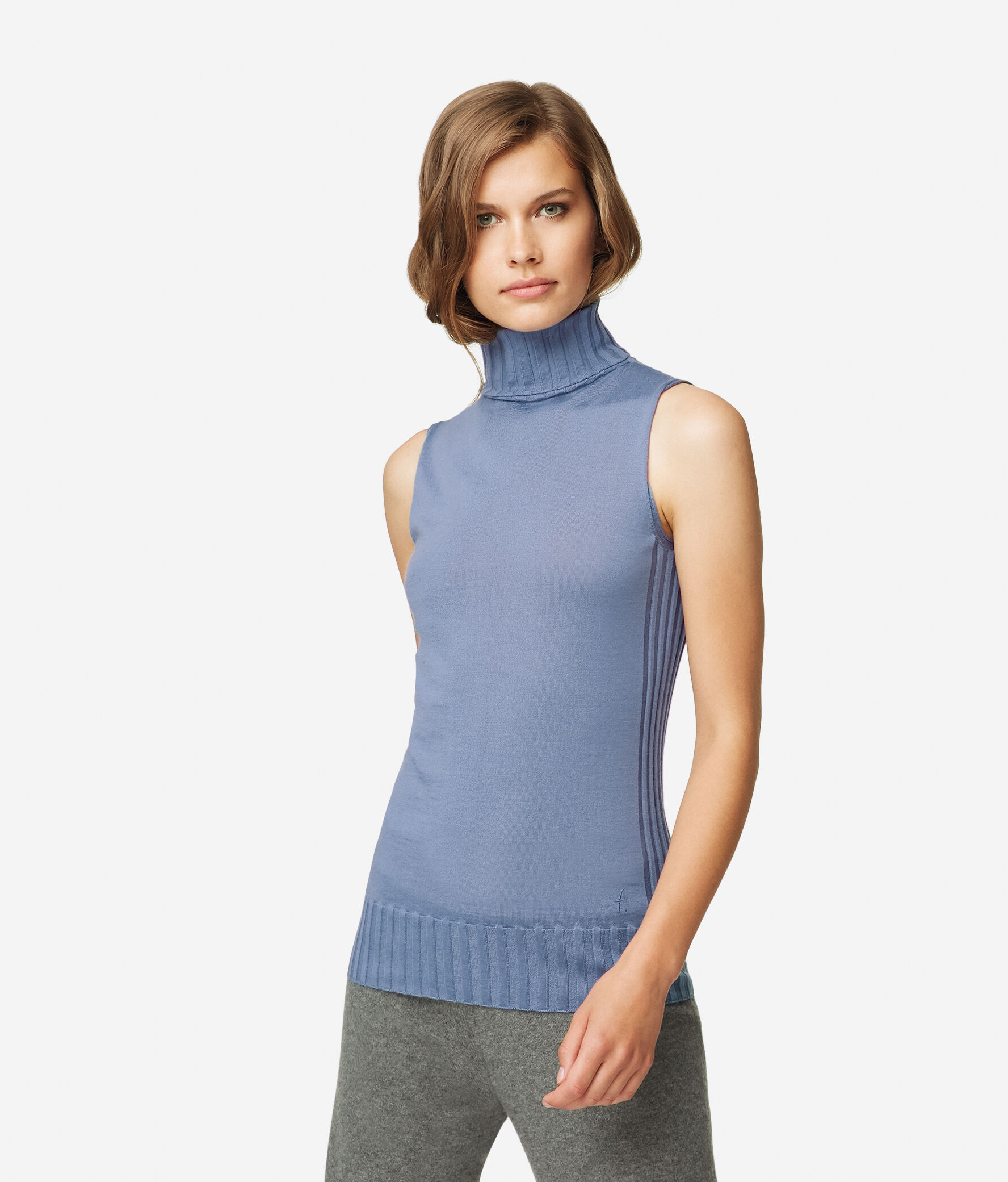 Sleeveless Ultralight Cashmere High Neck