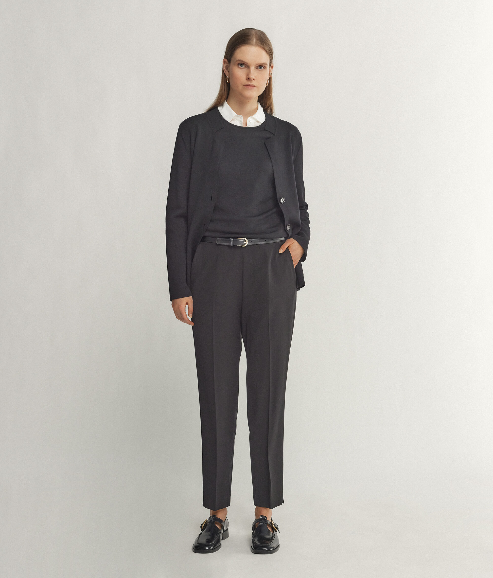 Viscose and Wool Cigarette Trousers