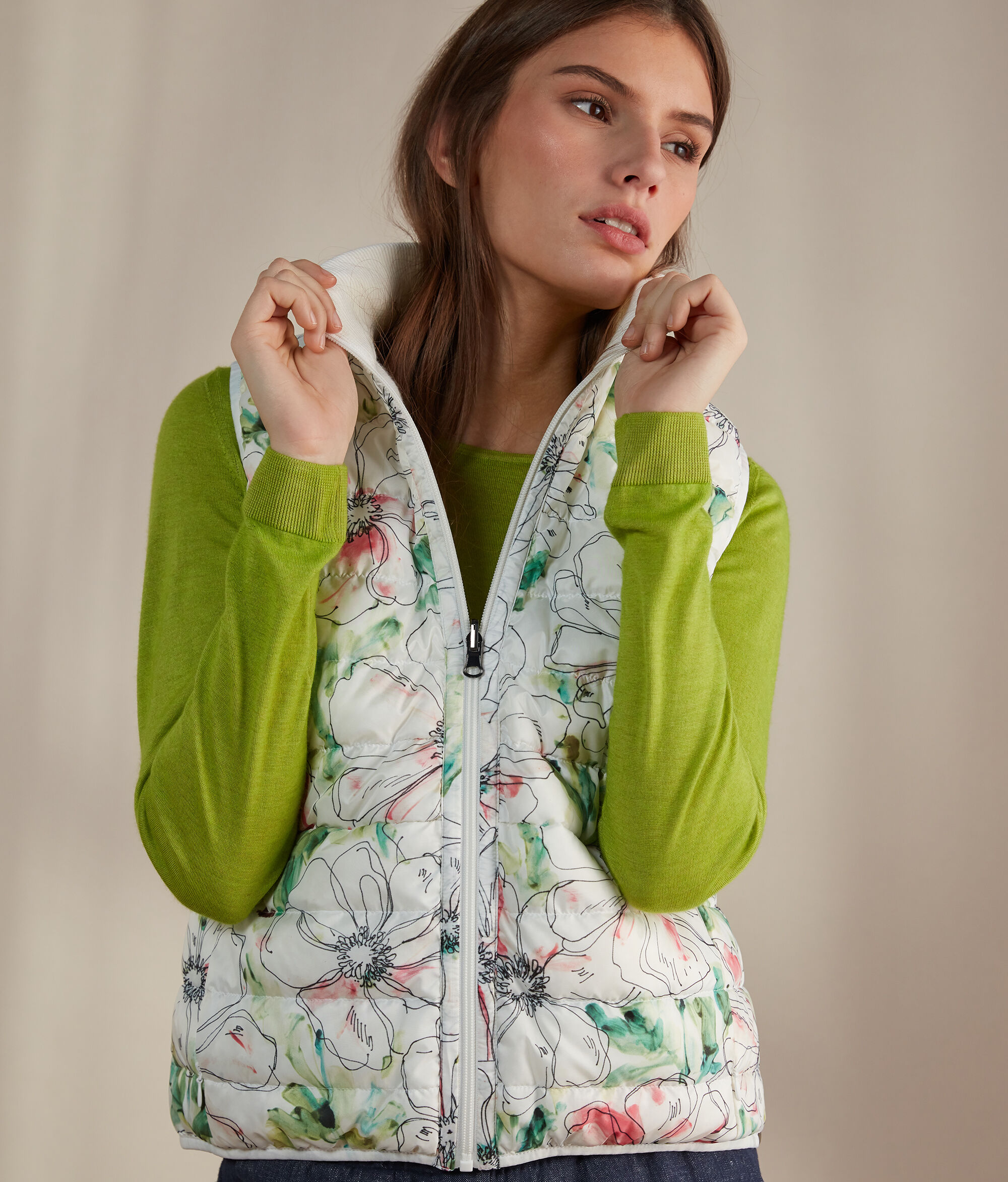 Piumino Smanicato Stampato Reversibile