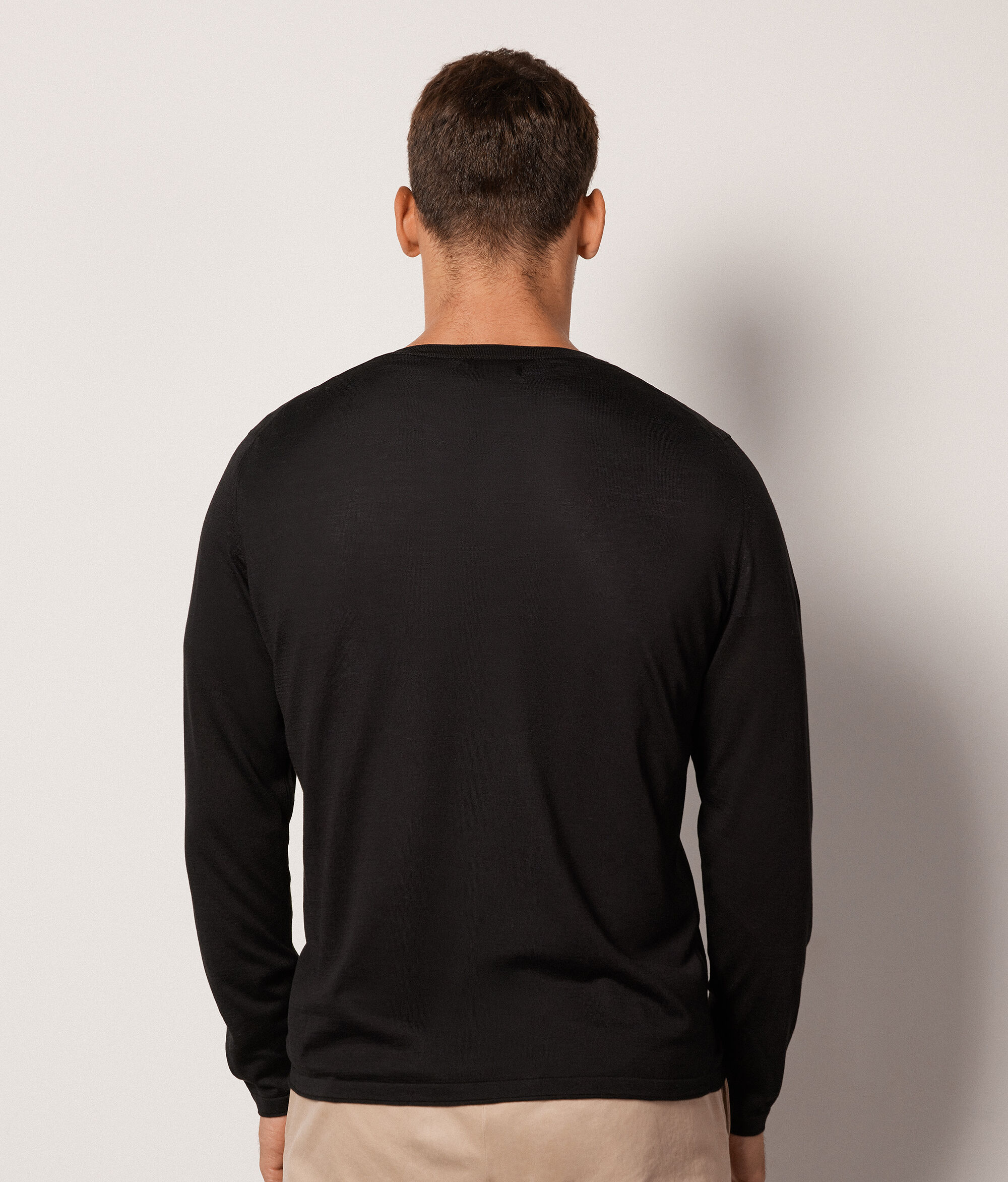 Pull à col rond en soie et coton