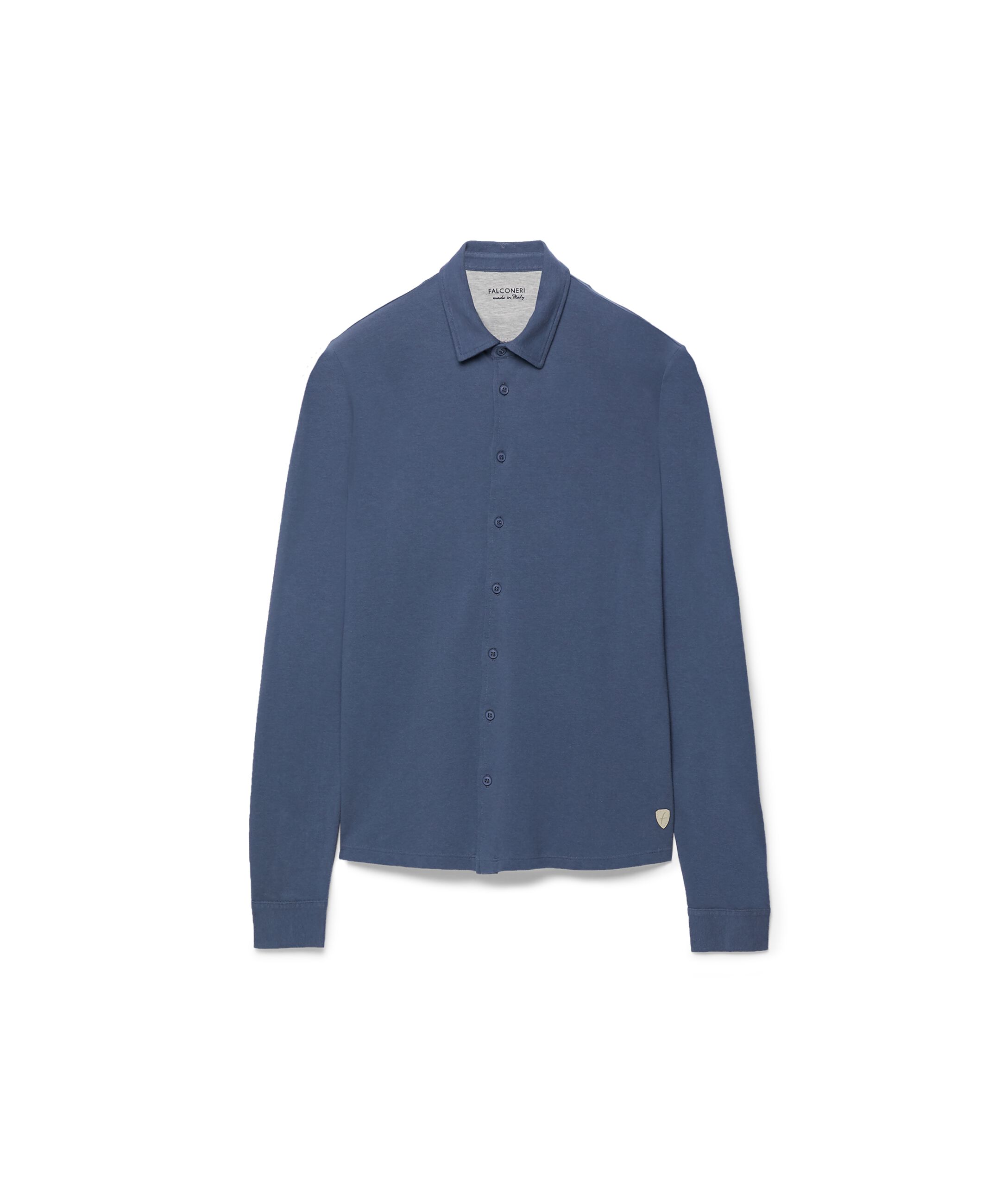 Camicia piquet cotone seta Colore Blu Avio