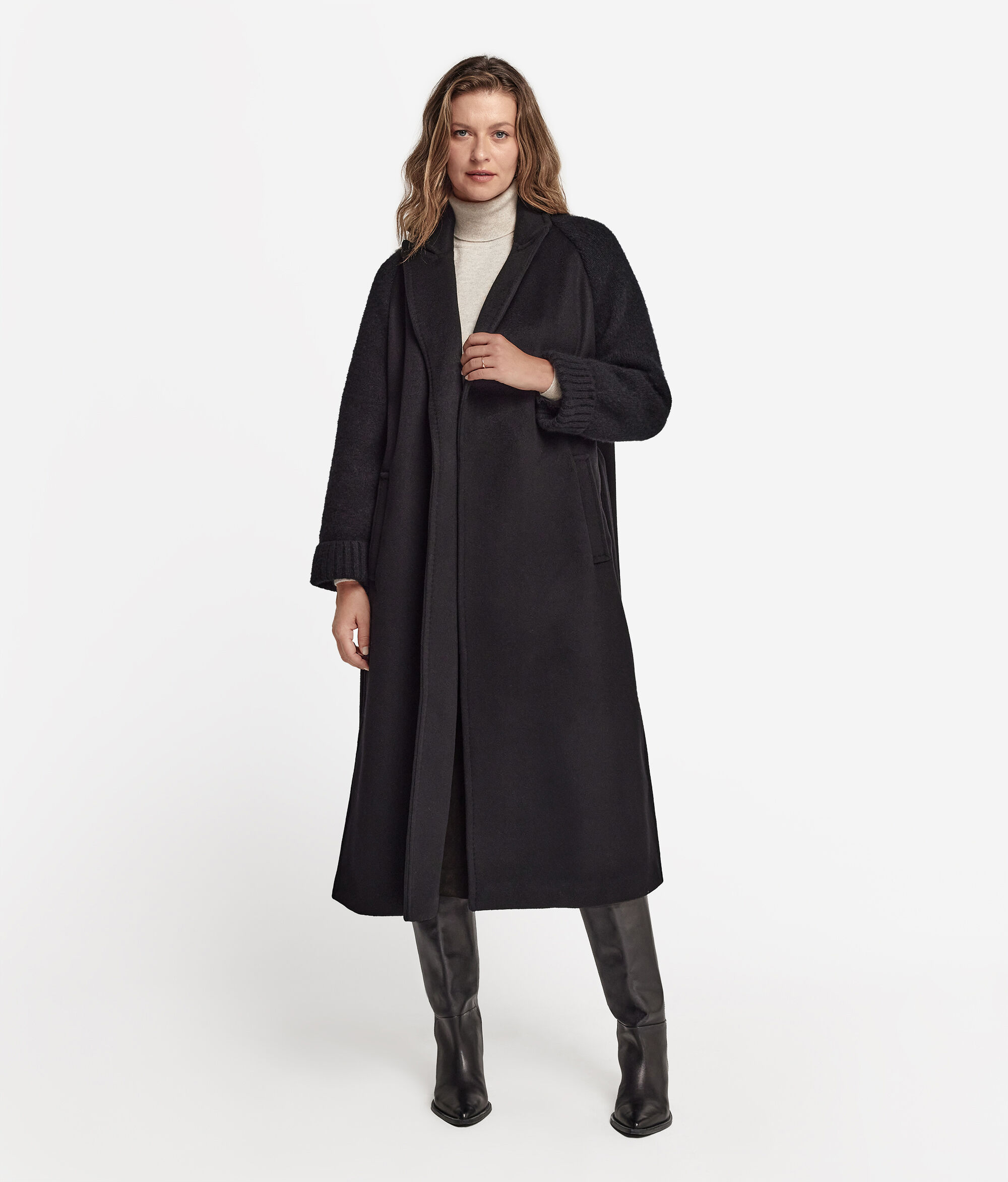 Cappotto in Cashmere con Manica in Maglia